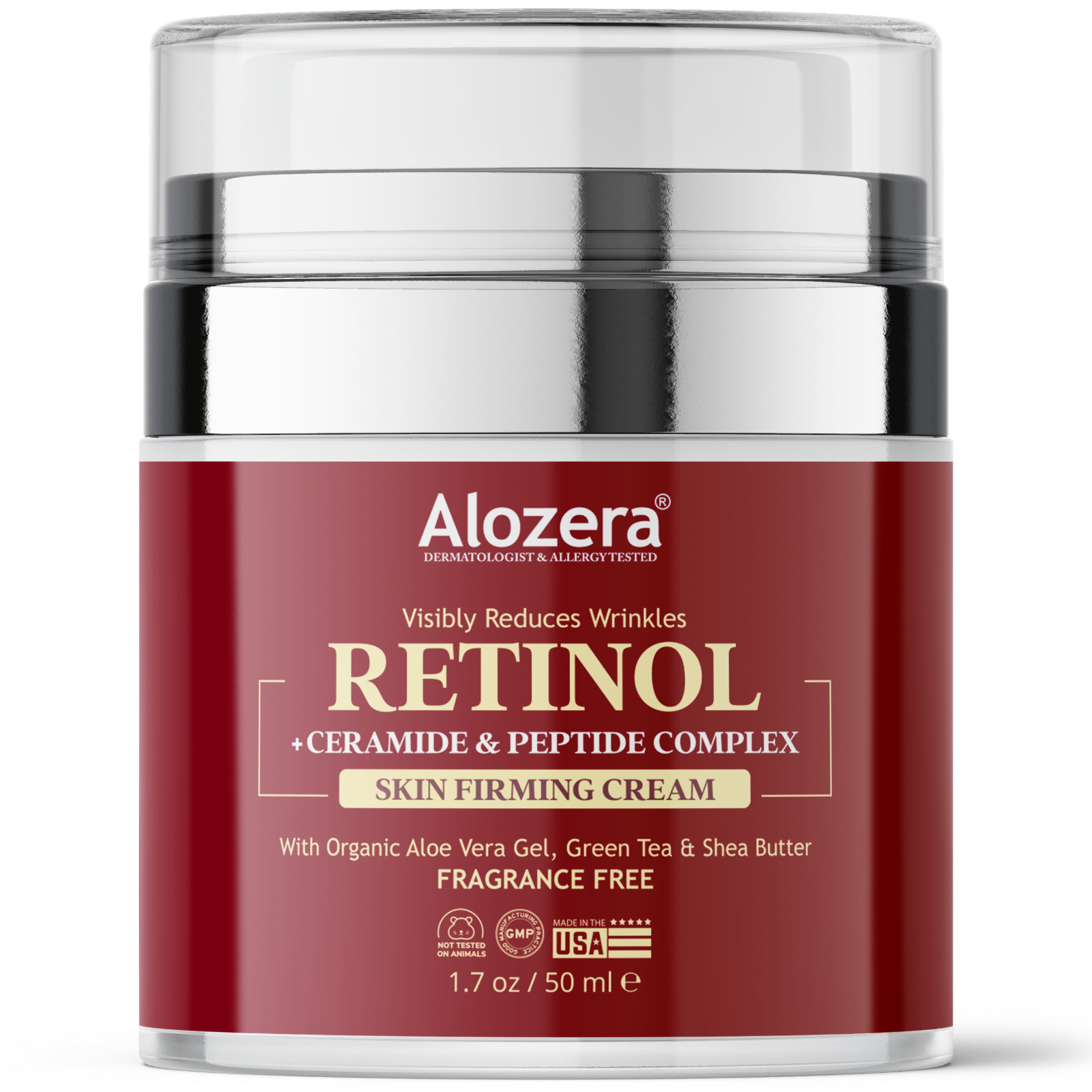 Alozera Retinol Face Cream – Anti Aging, Wrinkles & Fine Lines, 1.7 oz