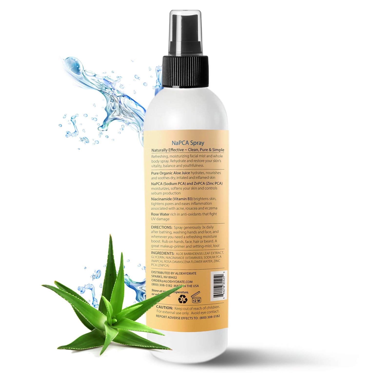 NaPCA Moisturizer Mist & Body Spray. Sodium PCA & Aloe vera Mist Hydrating Sp…