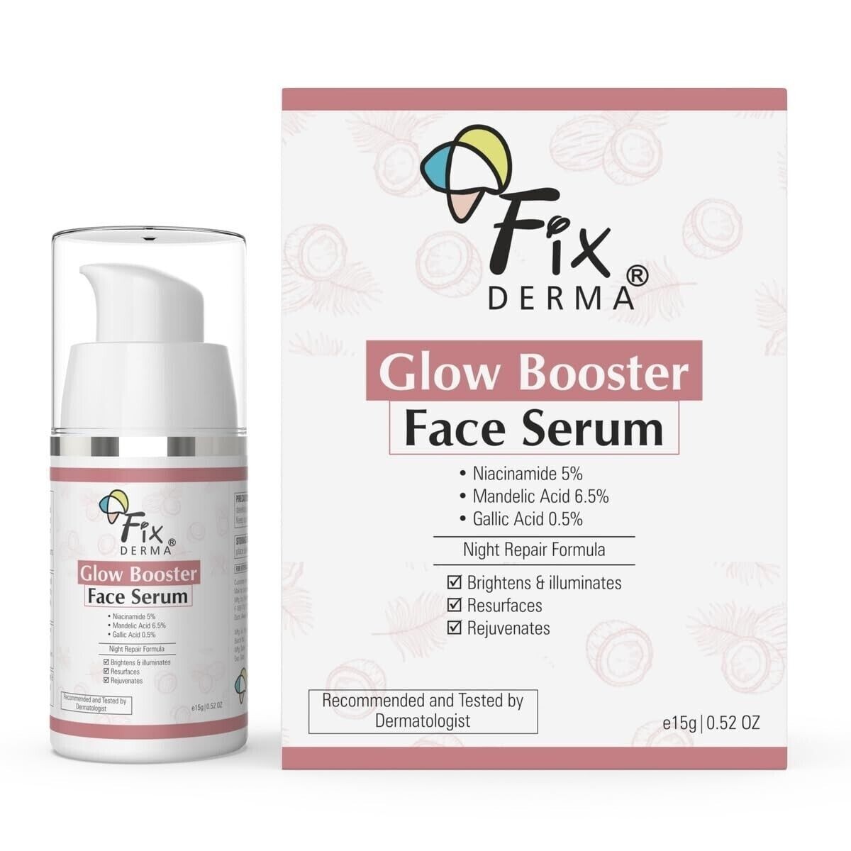 Fixderma 5% Niacinamide 6.5% Mandelic Acid & 0.5% Gallic Acid Face serum 15 gram