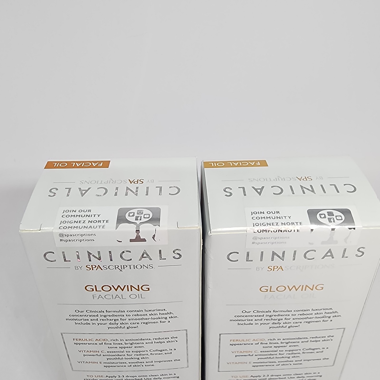 2 Pack SpaScriptions Clinicals Glowing Facial Oil Ferulic Acid Vit C E Brighten