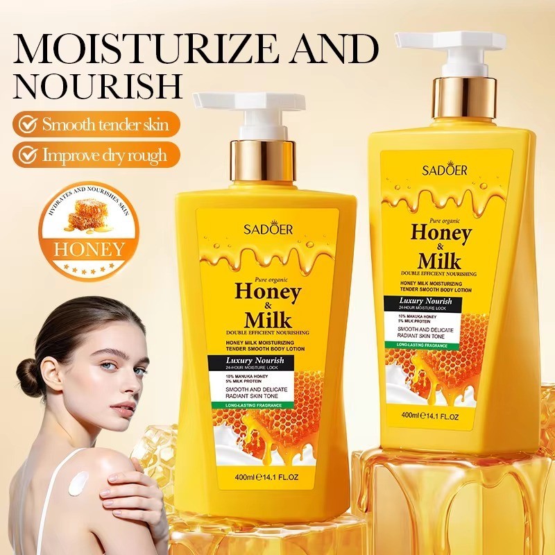 SADOER Honey Milk Moisturizing Smooth Body Lotion 400ml for Repairing Flaky Skin