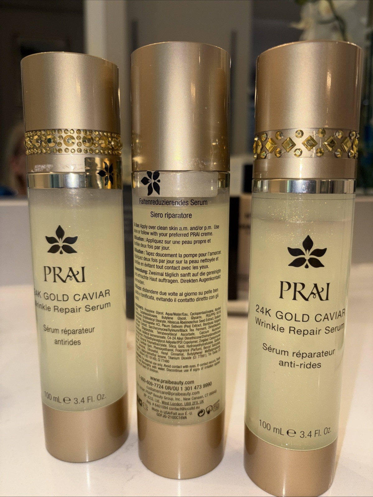 PRAI 24K Gold Caviar Wrinkle Repair Serum 100ml 3.4 fl oz Anti-Aging Treatment