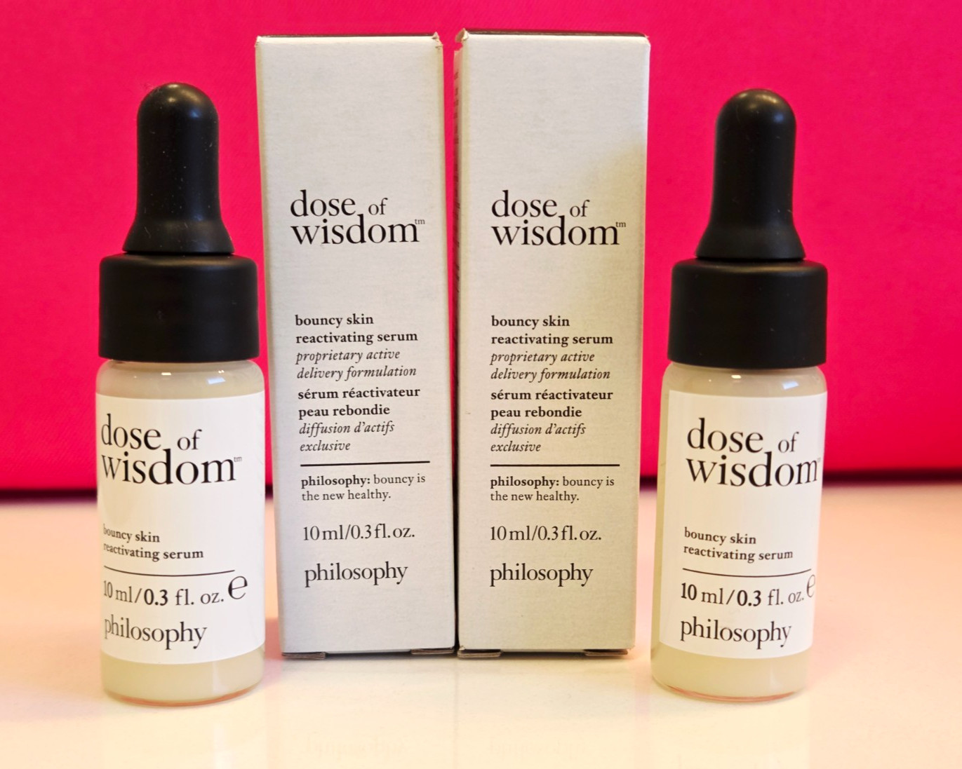 .60 oz TOTAL Philosophy Dose Of Wisdom Bouncy Reactivating Serum 0.3 oz /10mL ea