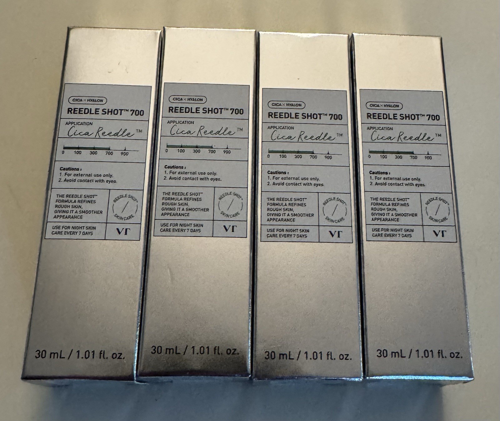 VT Cosmetics CICA REEDLE SHOT 700 Microneedling Spot Treatment Serum, 1oz 4Pack