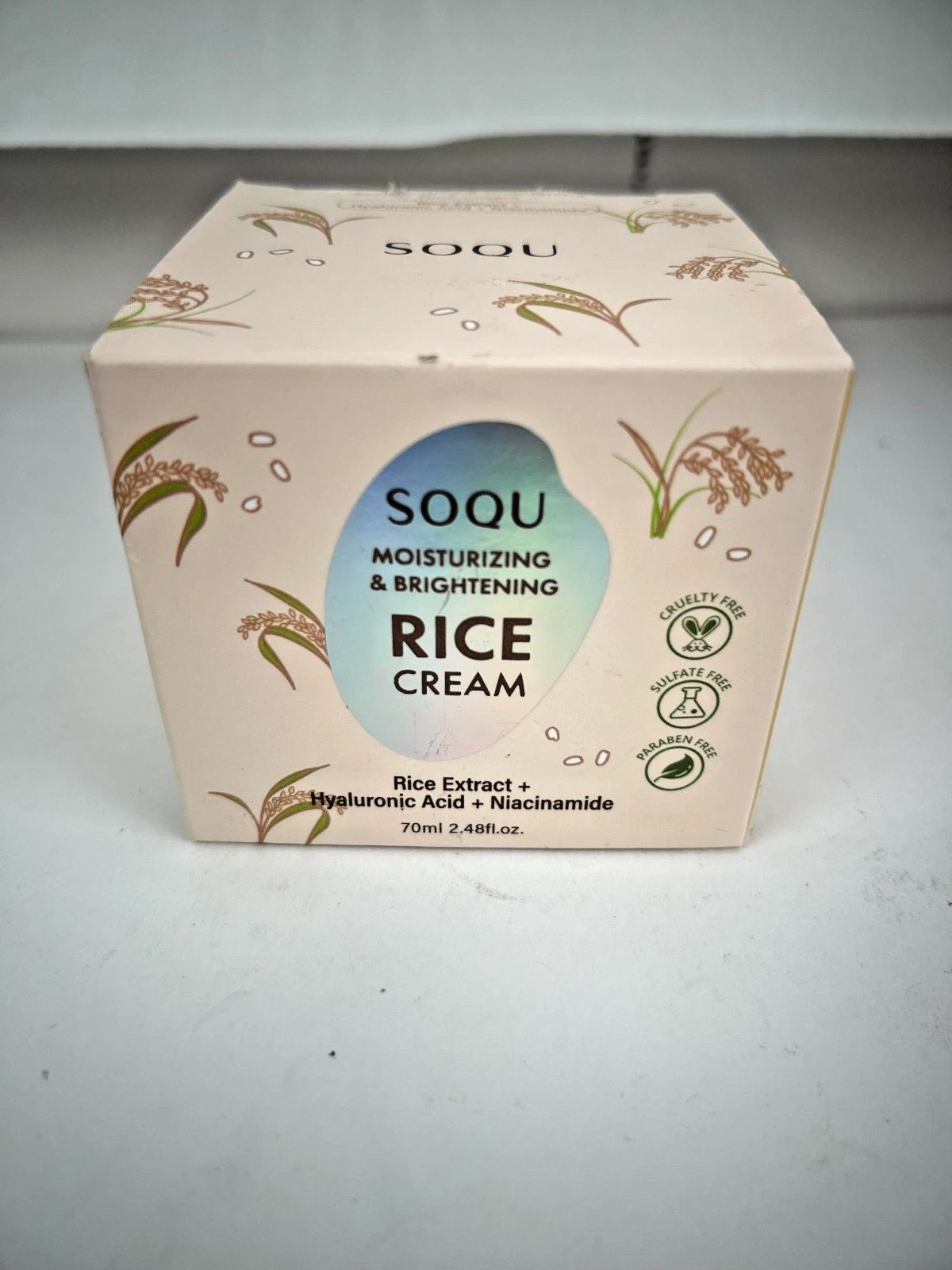 SOQU K-BEAUTY Moisturizing & Brightening Rice Cream W/Hyaluronic Acid! – 2.48 Oz