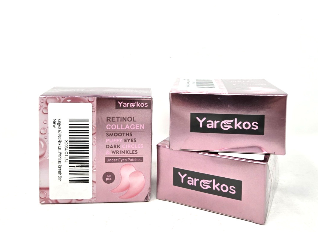 YARGKOS Retinol Collagen 60pcs Under Eye Patches, (3 Boxes), 180 Total Patches