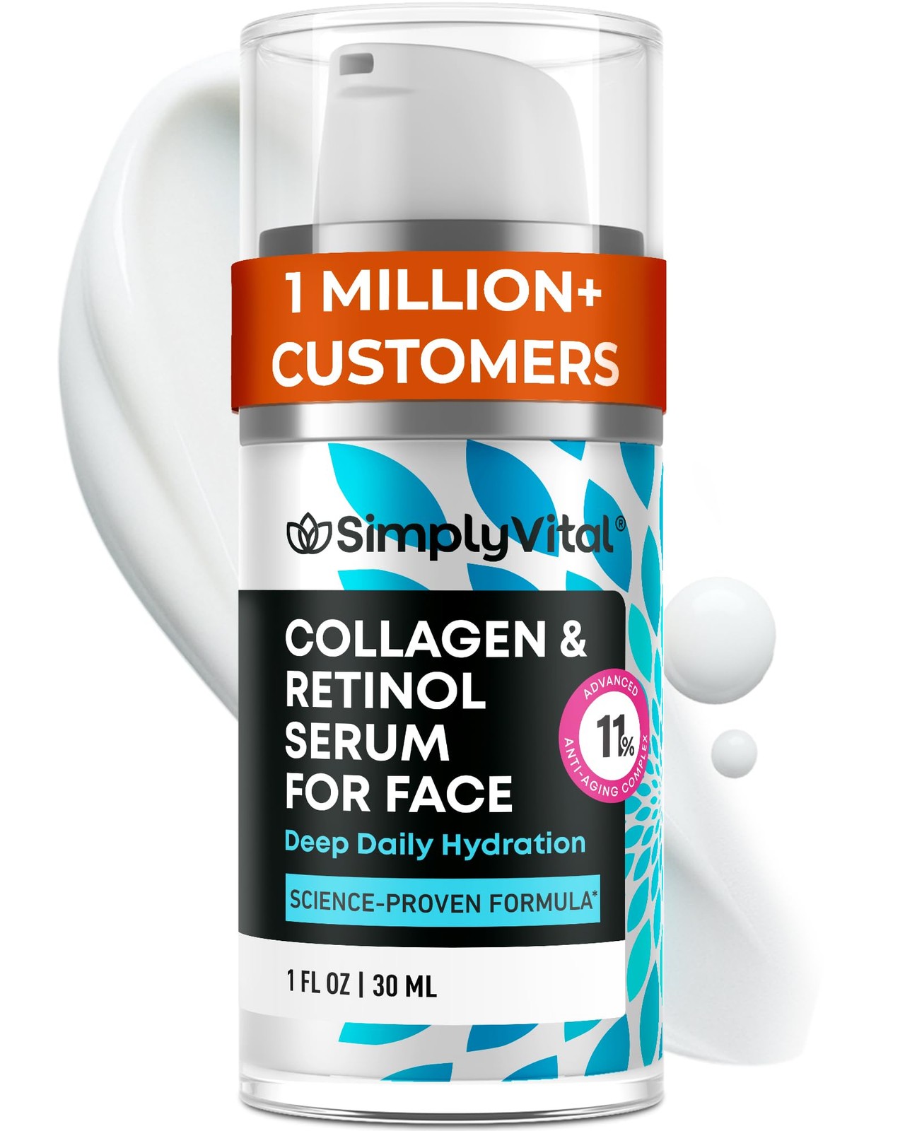 SimplyVital Collagen, Retinol & Hyaluronic Acid Serum AntiAging Moisturizer …