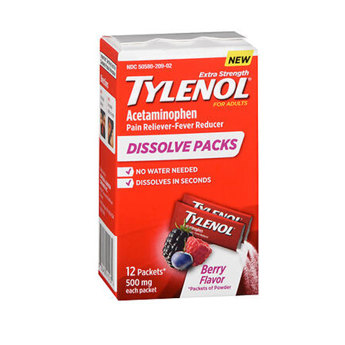 TYLENOL Extra Strength Dissolve Packs Berry Flavor 12 Count By Neutrogena