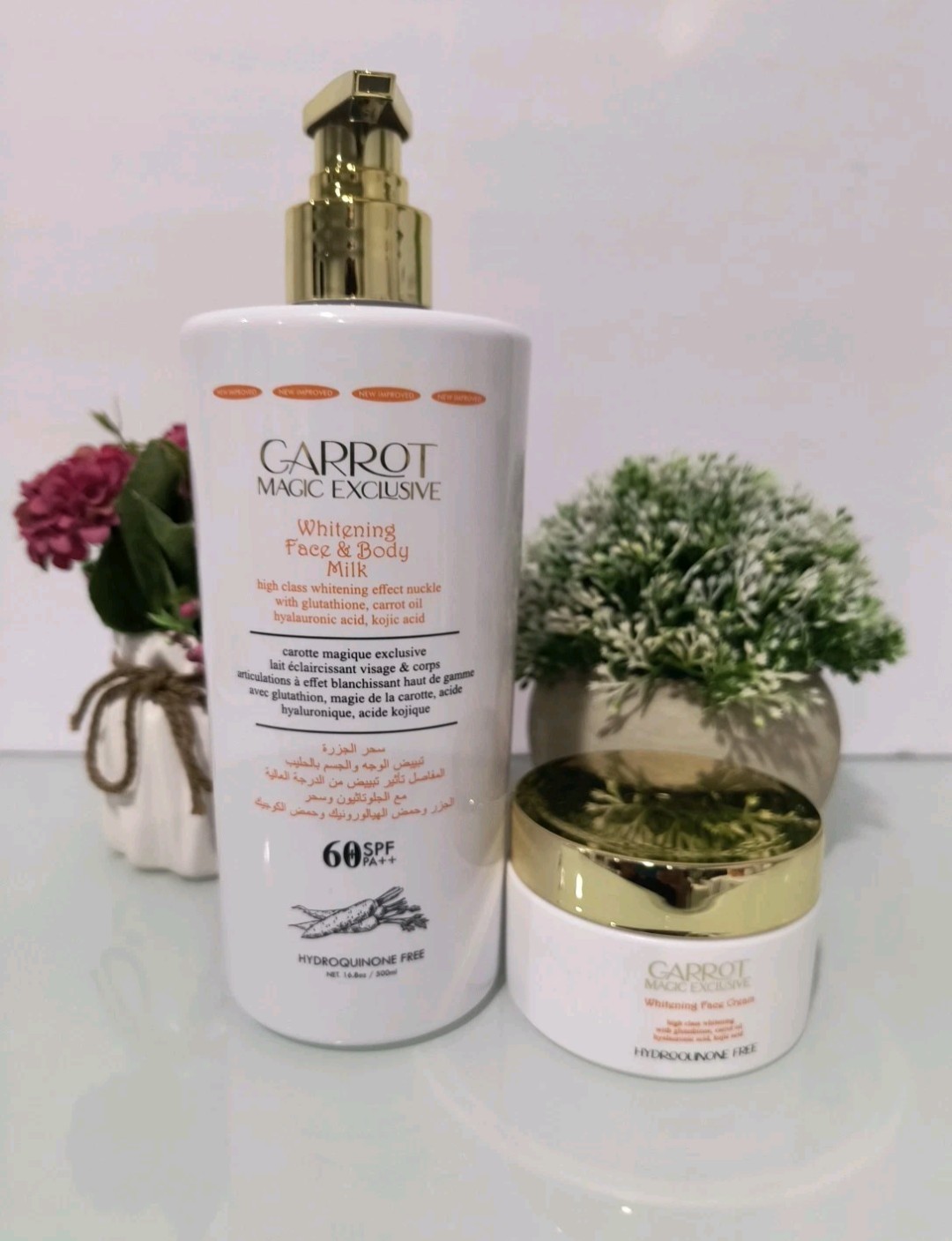 Carrot Magic Exclusive Whitening Face & Body Milk Lotion & Face Cream. 60SPF..
