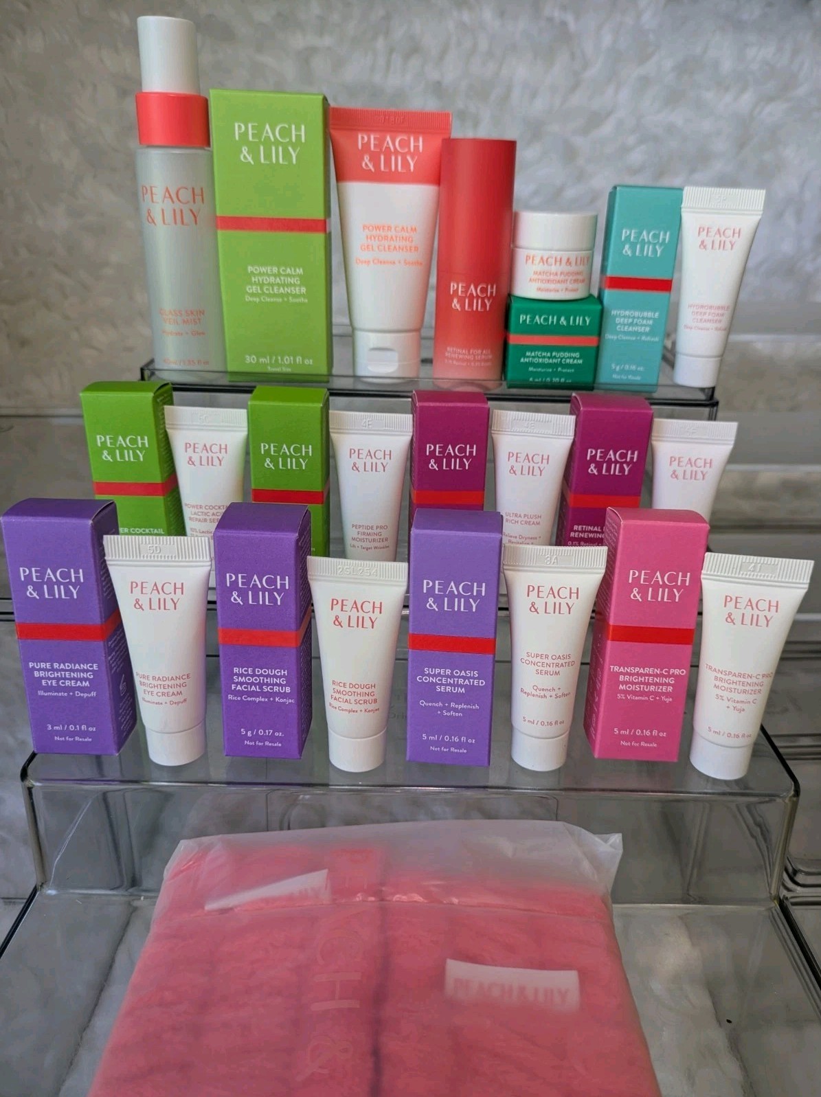 Lot of 15 Peach & Lily Assorted Cleansers Moisturizer Serums Firming Skin Care