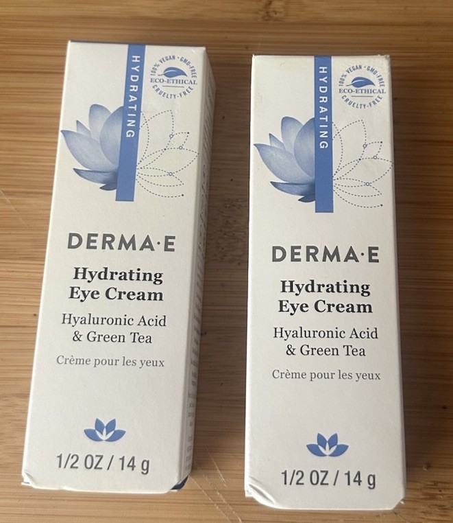 2 Derma E Hydrating Eye Cream (14g) Cream, w/Hyaluronic Acid & Green Tea! New
