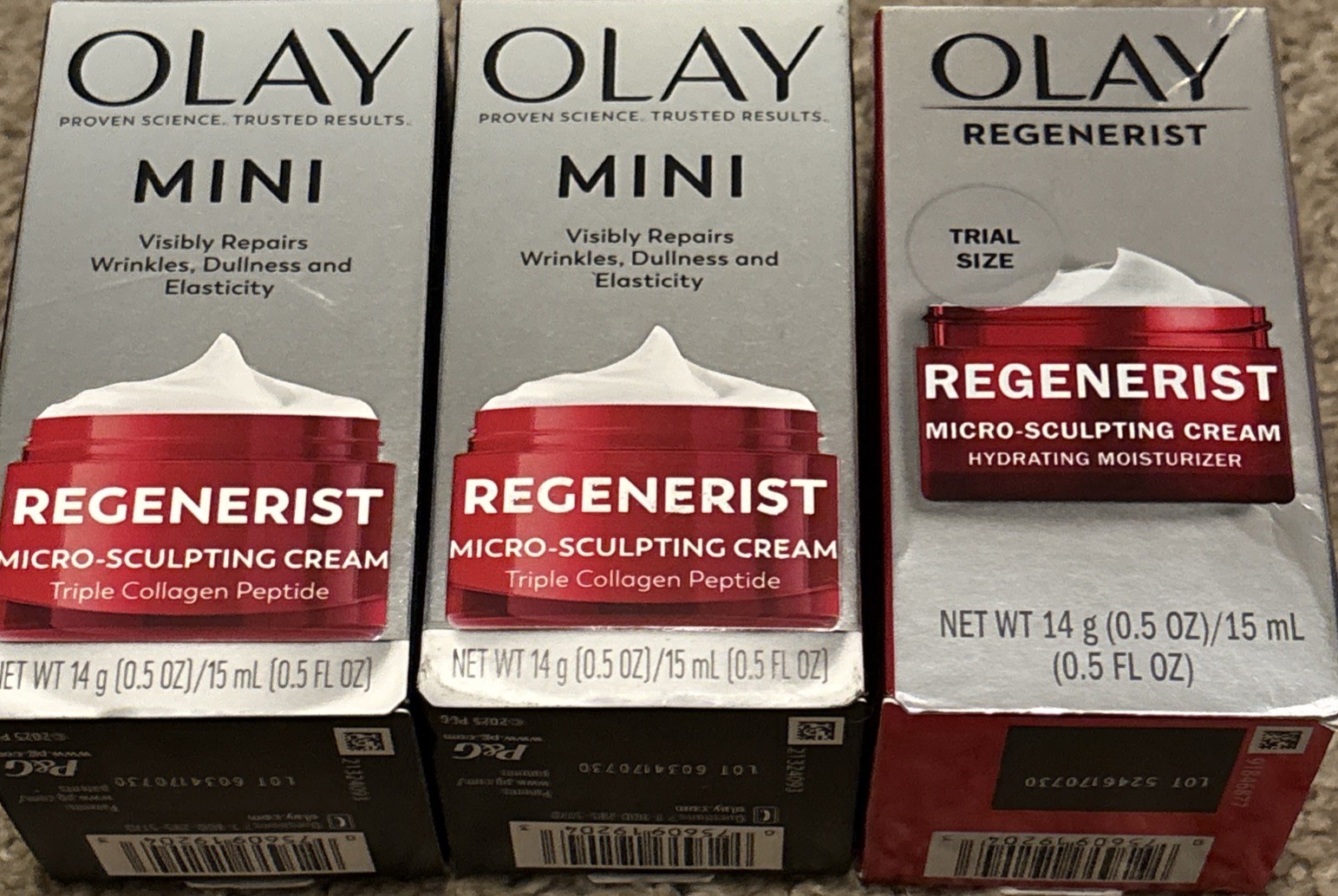 LOT OF 3 Olay Regenerist Micro-Sculpting Cream Hydrating Moisturizer 0.5 oz