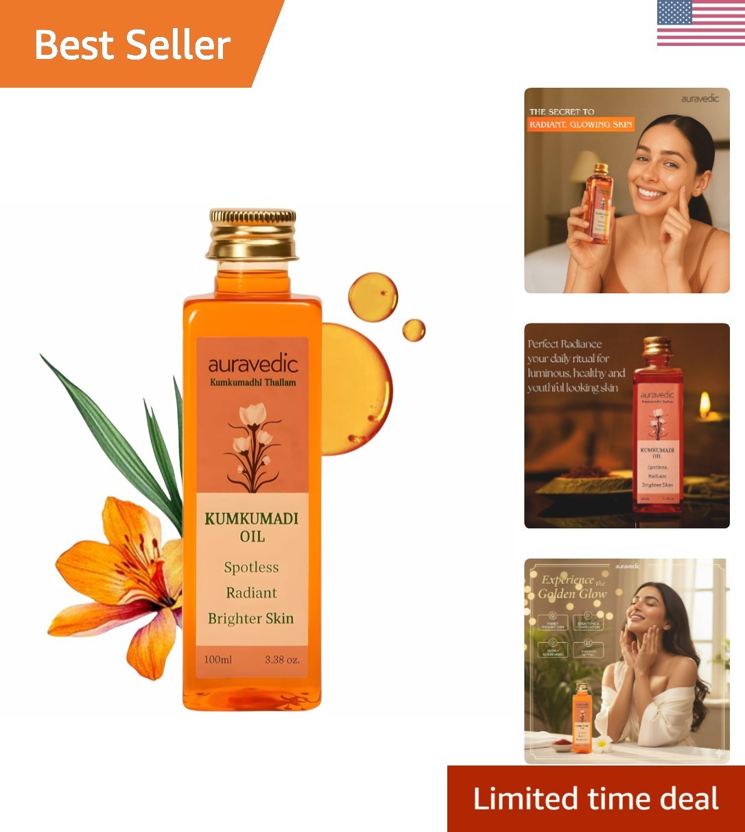 Kumkumadi Oil Pure Saffron for Ultra Radiant Skin | Ayurvedic Oil for Dull, D…