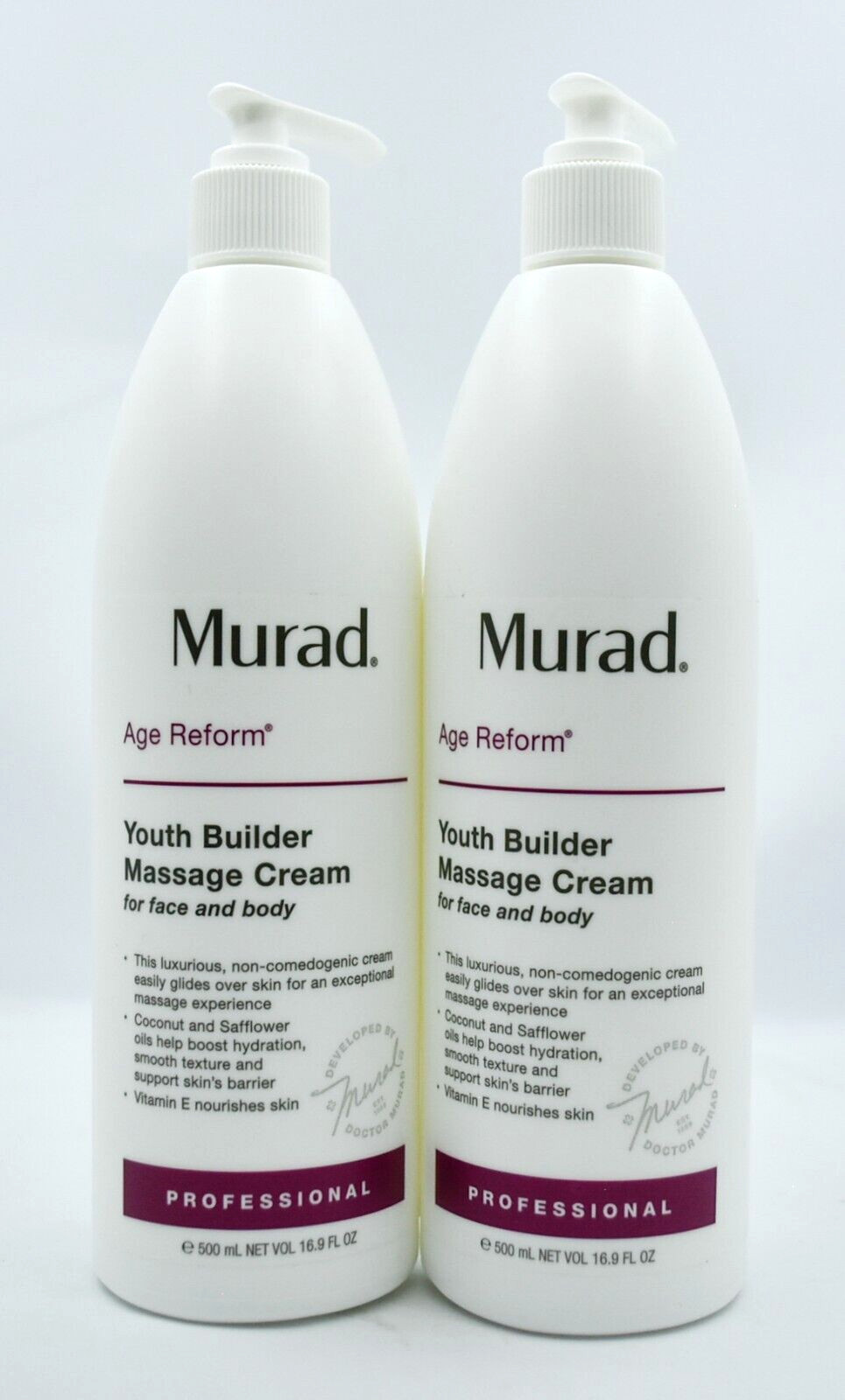 Murad Professional Youth Builder Massage Cream – 16.9 fl oz/500ml [ 2 Pack]