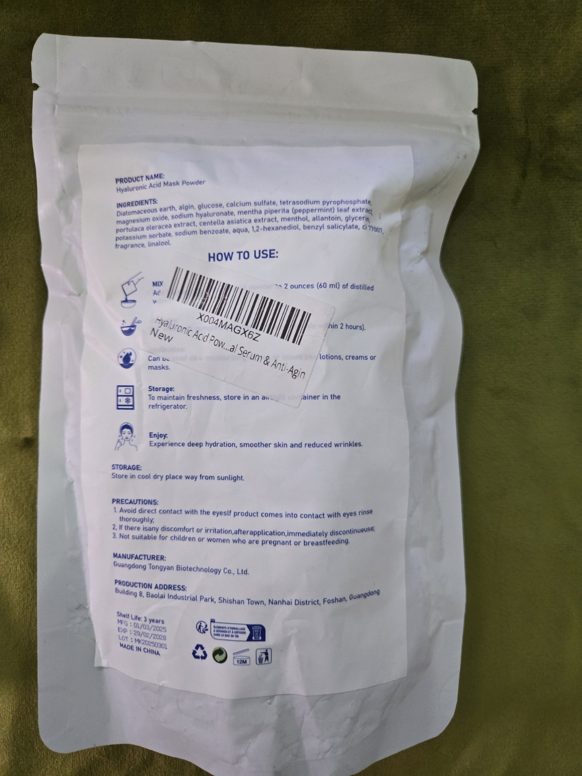 hyaluronic acid powder 3.52 Oz