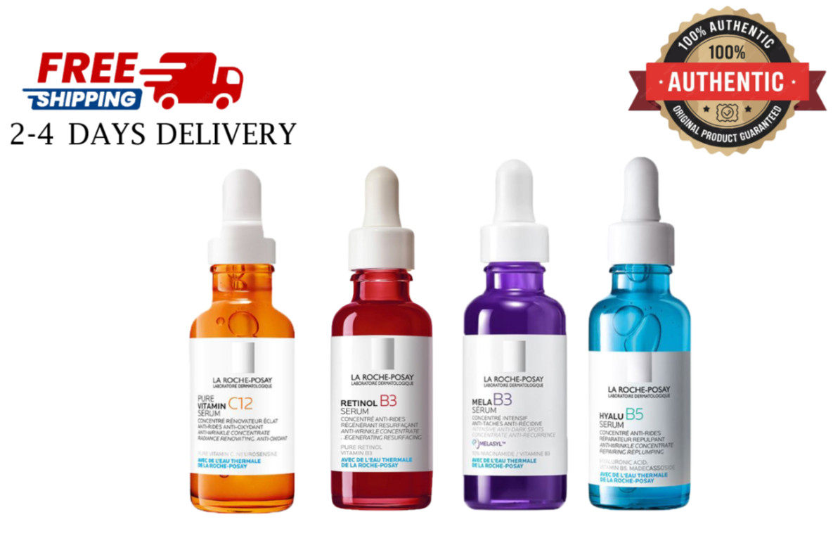 La Roche-Posay Serum Bundle Set of 4 Vitamin C12 Retinol B3 Mela B3 Hyalu B5