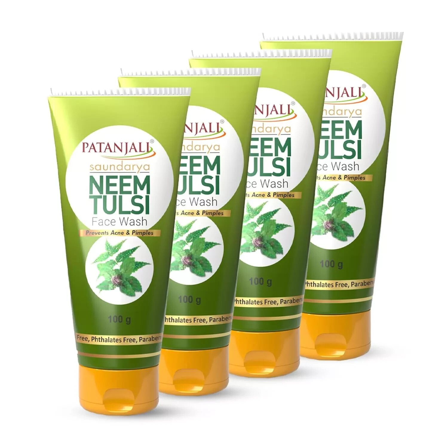 4X Patanjali Saundarya Aloe Vera Neem Tulsi Face Wash For Acne Pimples -100gm