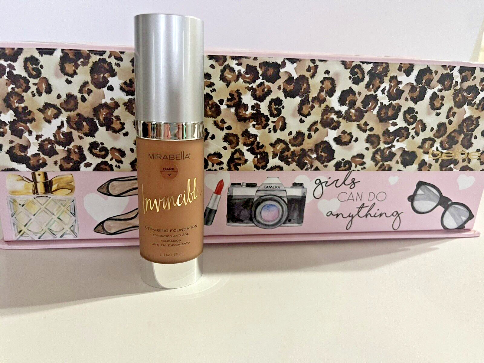 New Mirabella Invincible Anti-Aging Foundation Diminish Wrinkles Shade-Dark 1 oz