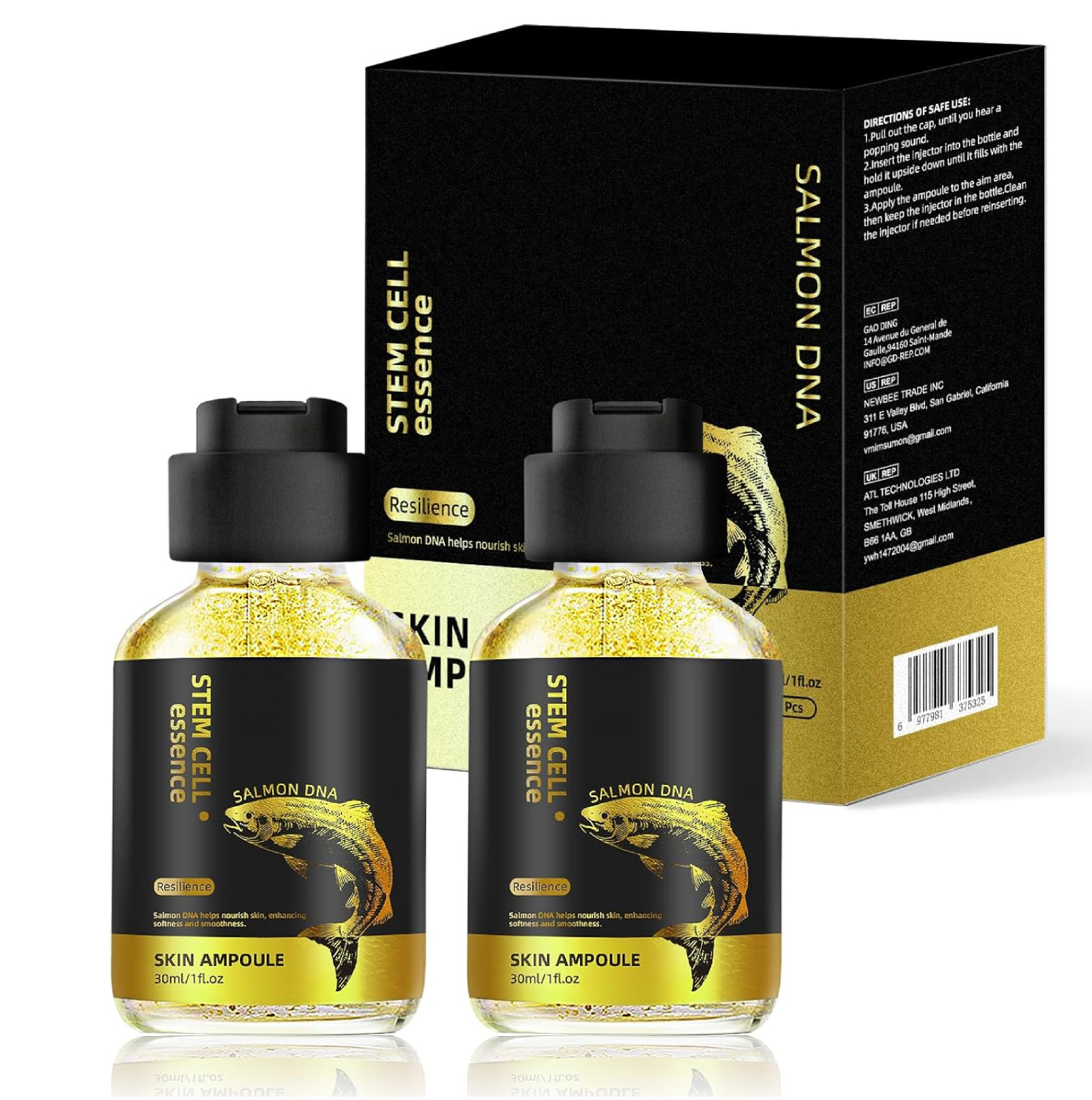 Salmon DNA Serum for Face, 2 Pcs Microneedling Serum Ampoule for Anti-Aging, Wri