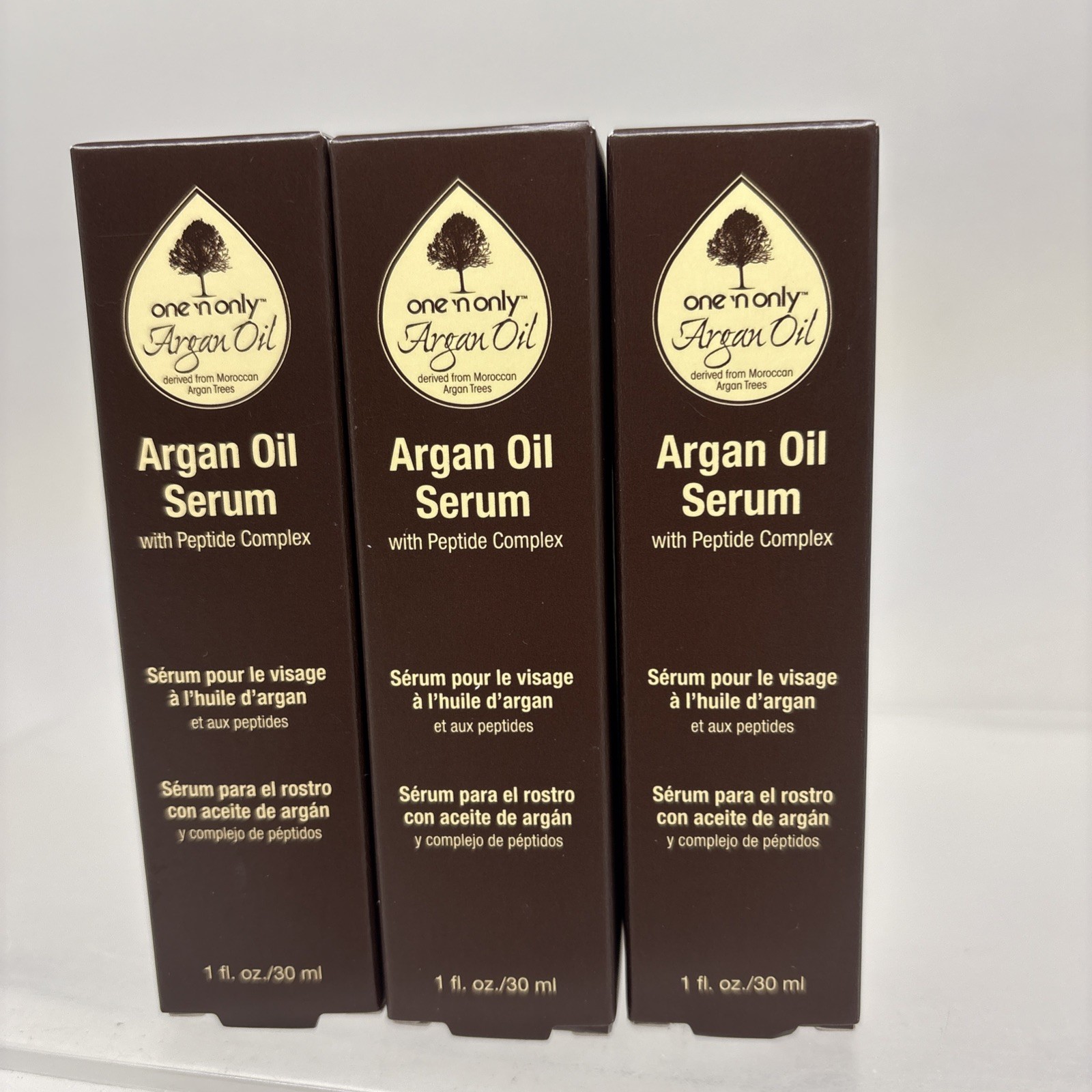 3X One ‘n Only Argan Oil Face Serum 1oz Peptide Complex Hydrating Anti Aging B89