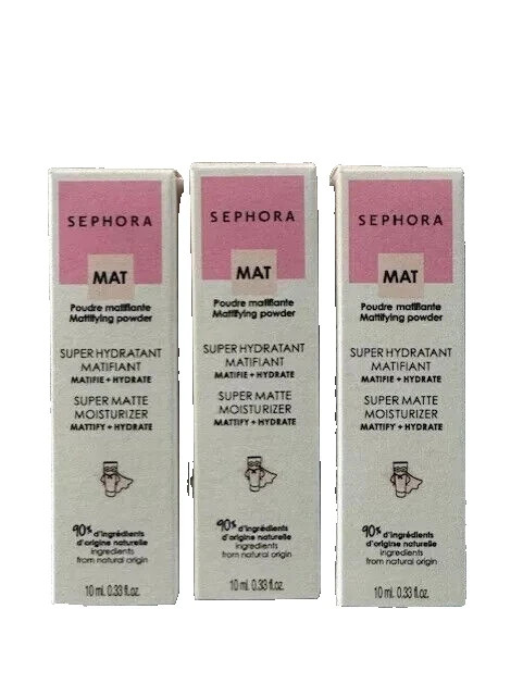 3 X SEPHORA SUPER MAT MOISTURE RISER 0.33 oz. NEW IN BOX TRAVEL SIZE