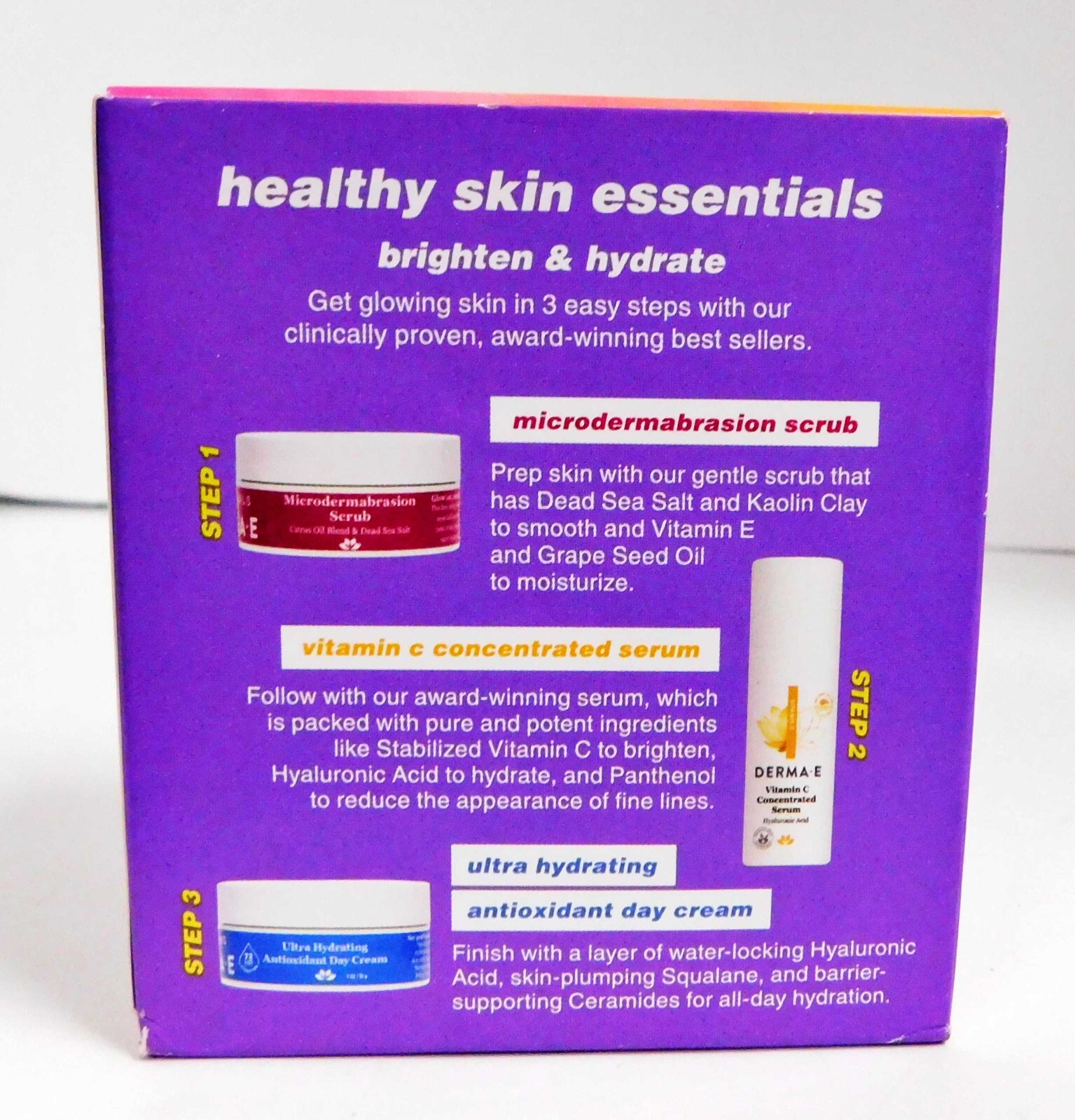 DERMA E healthy Skin Essentials Brighten And Hydrate 3 In 1 Buff Hydrate