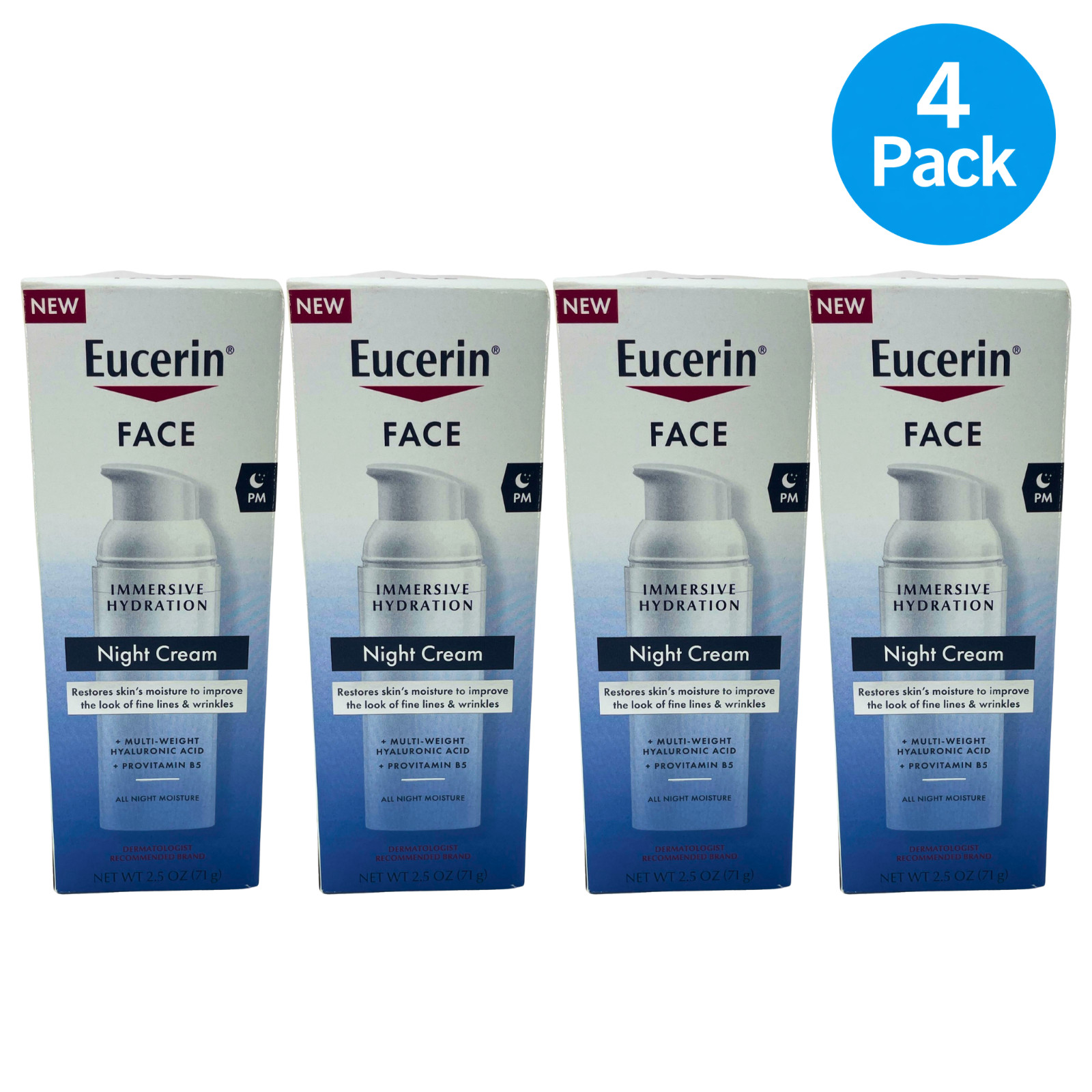 Eucerin Face Immersive Hydration Night Cream 2.5 oz 4 Pack New