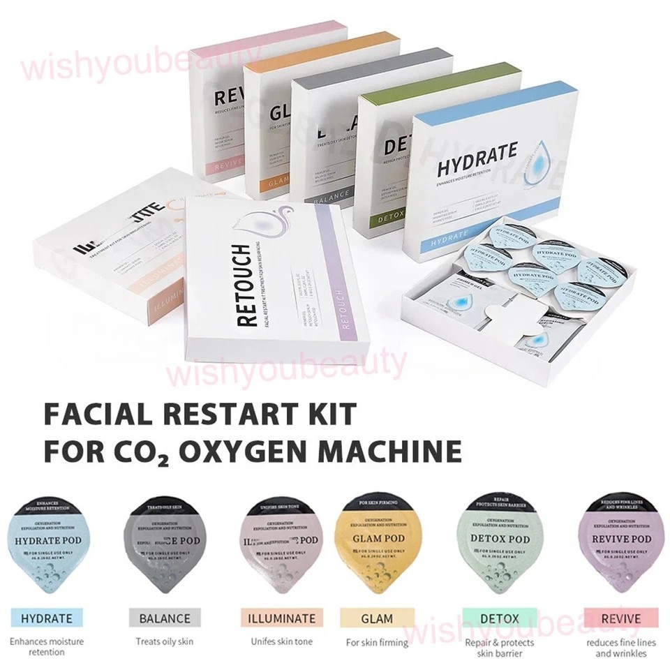 CO2 Oxygen Facial Serum Pods Kit 7 Sets for Beauty Spa & Home Machine