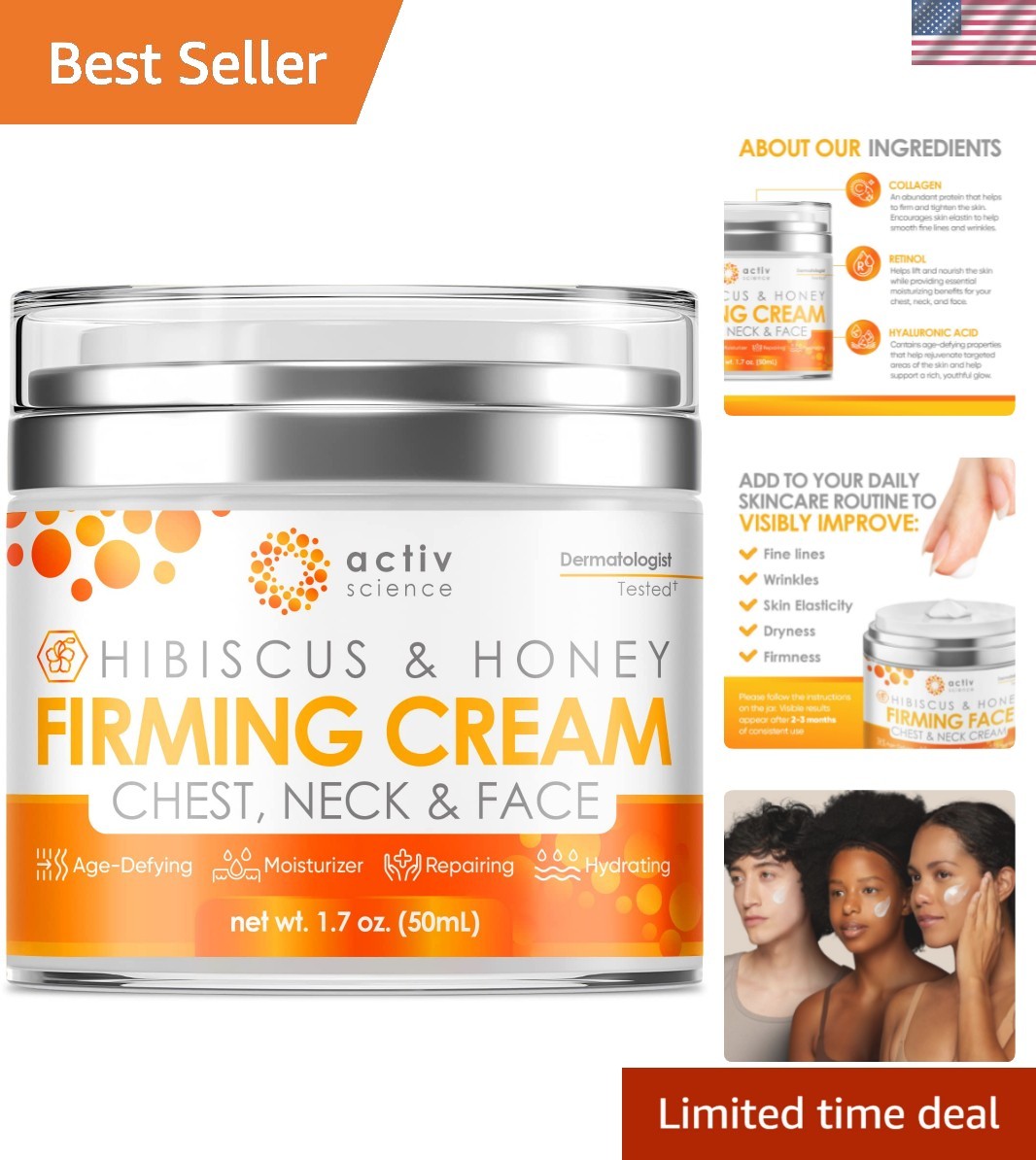 Hibiscus & Honey Neck Firming Cream – Hydrating Anti-Aging Moisturizer 1.7oz