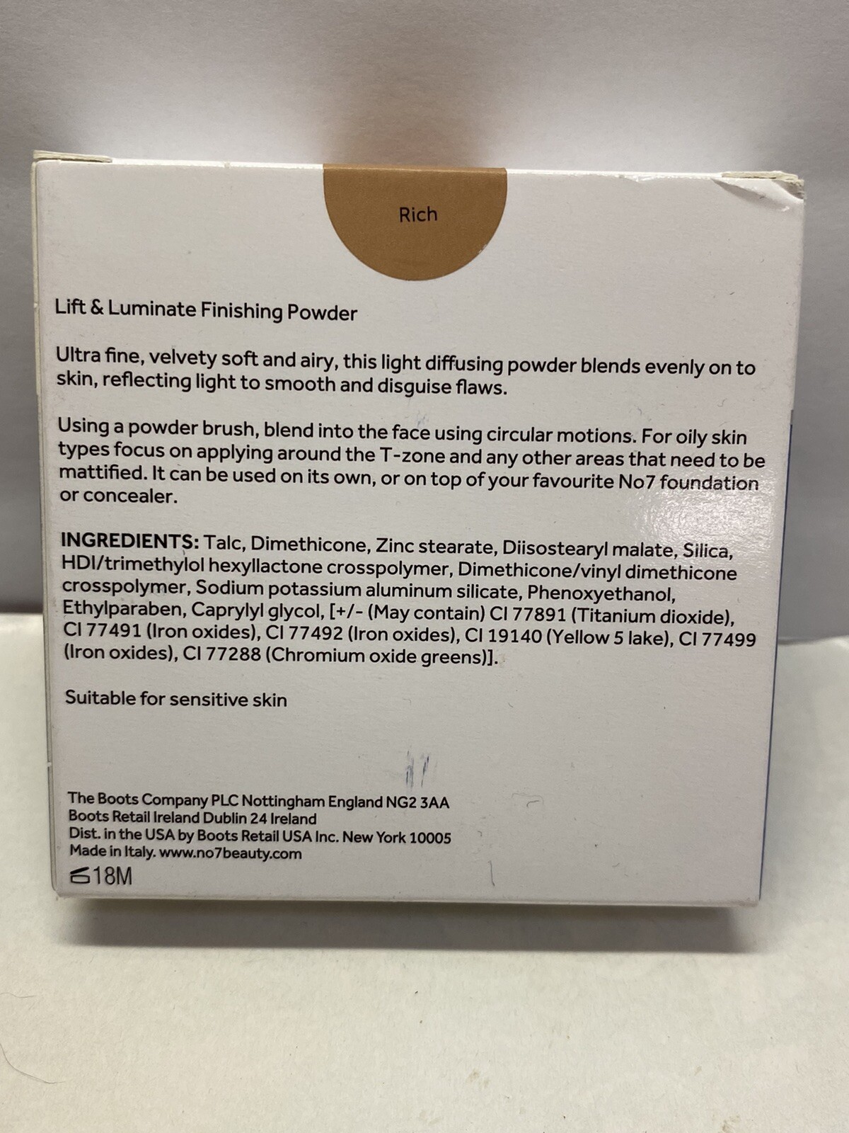 New! No7 LIFT & LUMINATE Triple Action Translucent Finishing Powder RICH .35oz