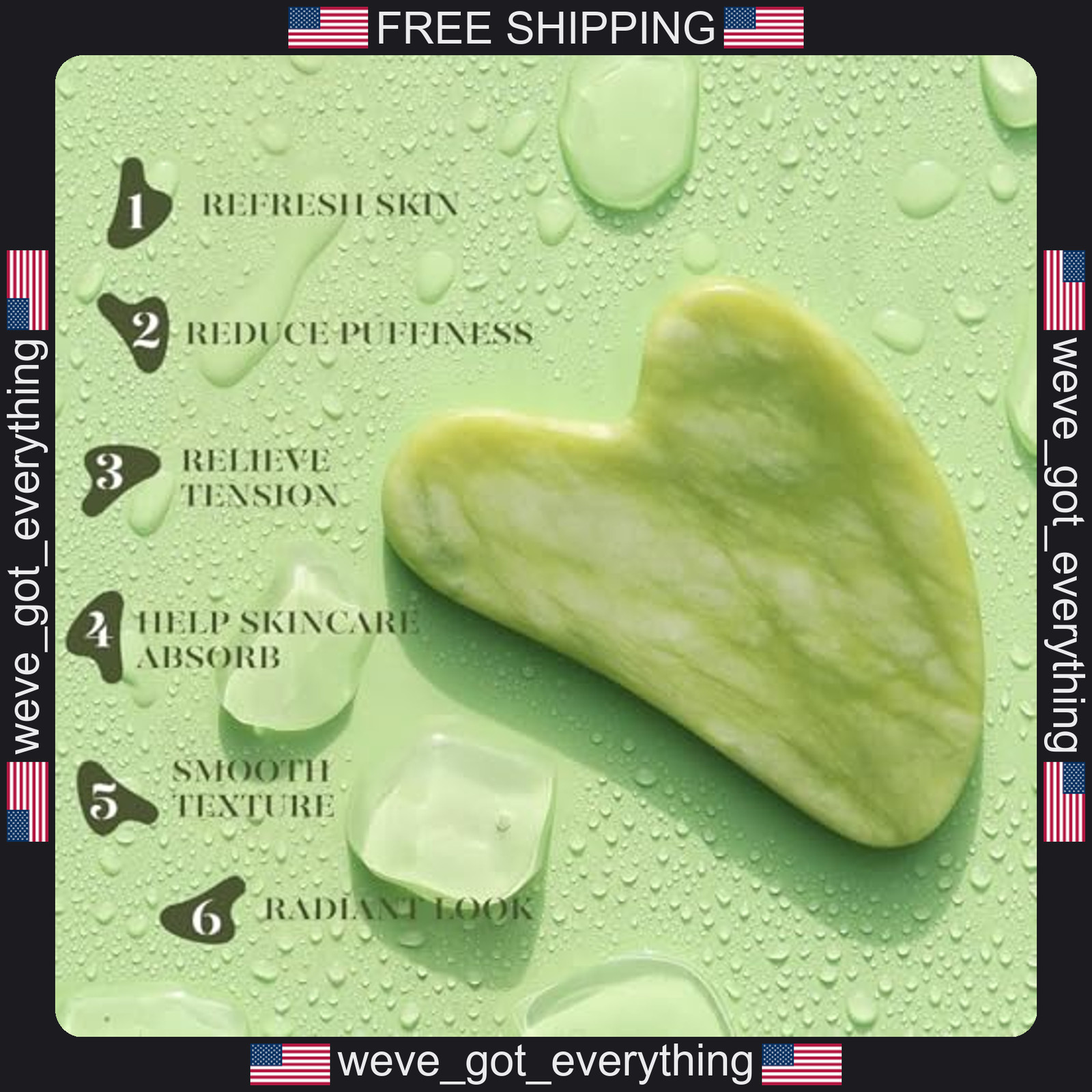 2-Piece Jade Facial Roller and Gua Sha Set for Skin Care