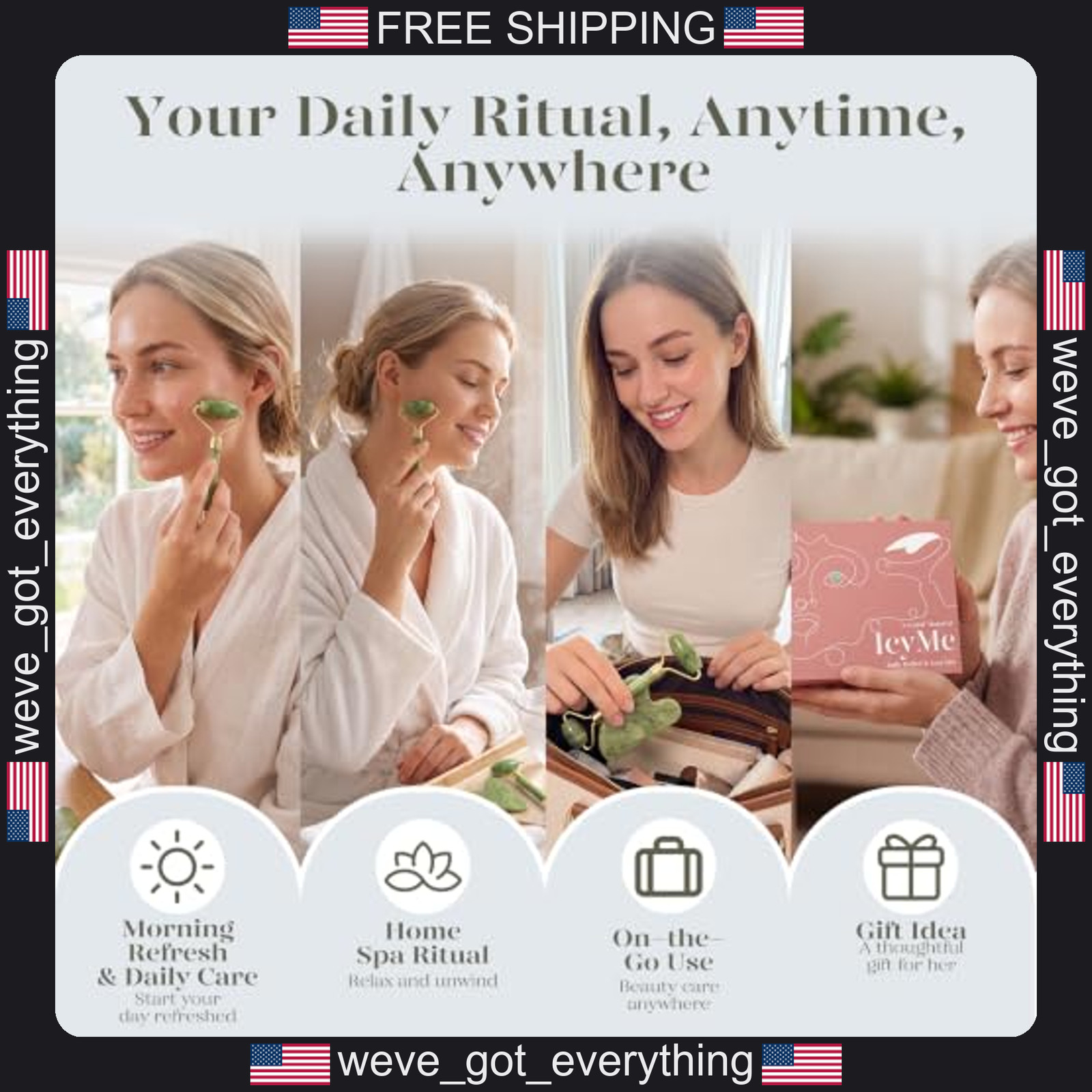 2-Piece Jade Facial Roller and Gua Sha Set for Skin Care