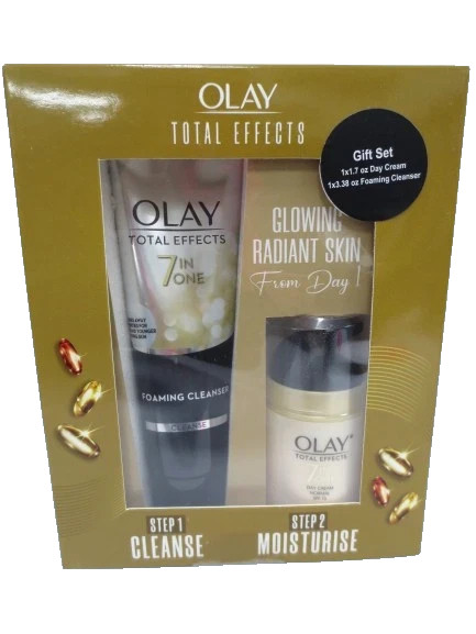 OLAY TOTAL EFFECTS GIFT SET DAY CREAM 1.7 OZ & FOAMING CLEANSER 3.38 OZ