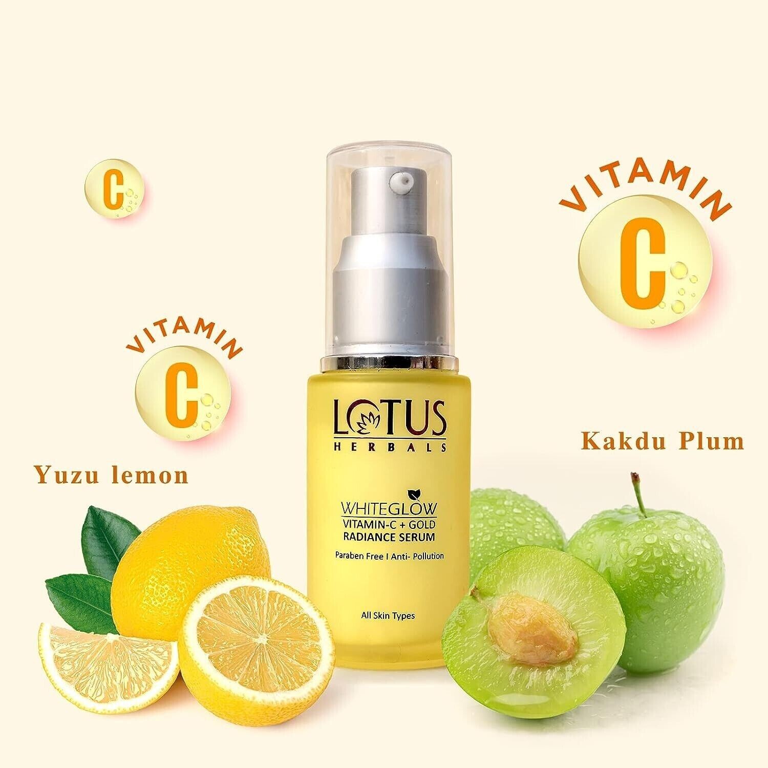 Lotus Herbals WhiteGlow Vitamin C and Gold Radiance Face Serum 30ml,