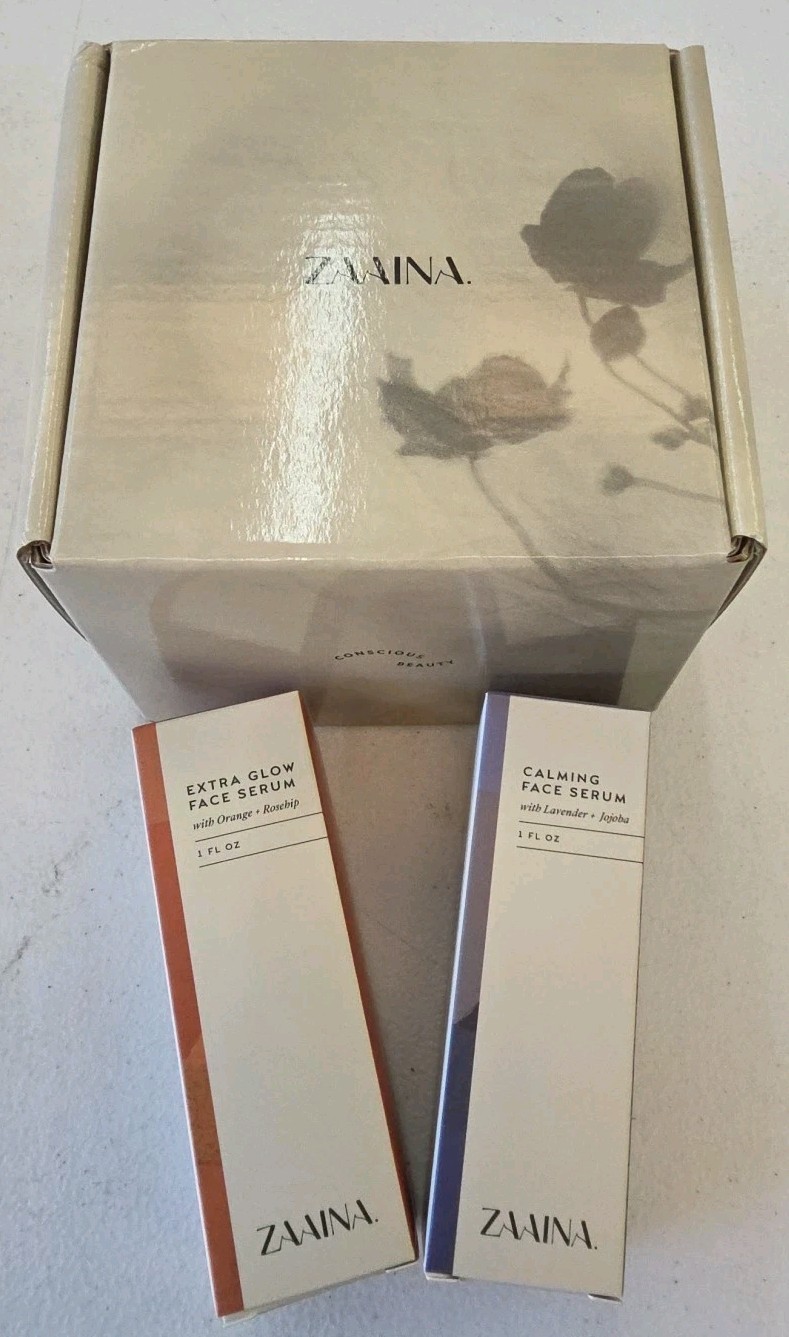 Zaaina Extra Glow Face Serum + Calming Face Serum 1 Oz Each Sealed Bottles WH12