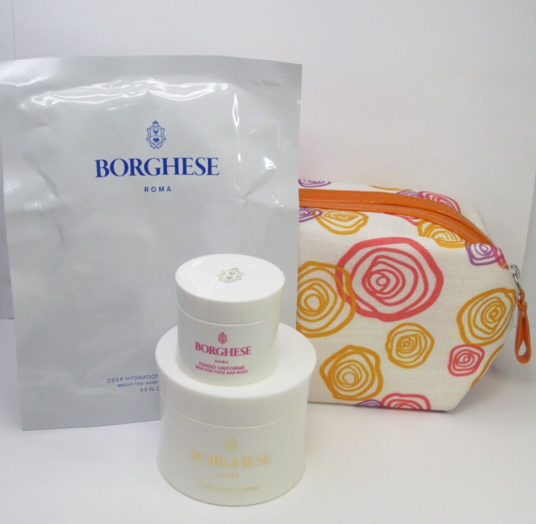 BORGHESE 3 PC SET – BODY CREME, MUD MASK & HAND MASK SHEET SEE DETAILS