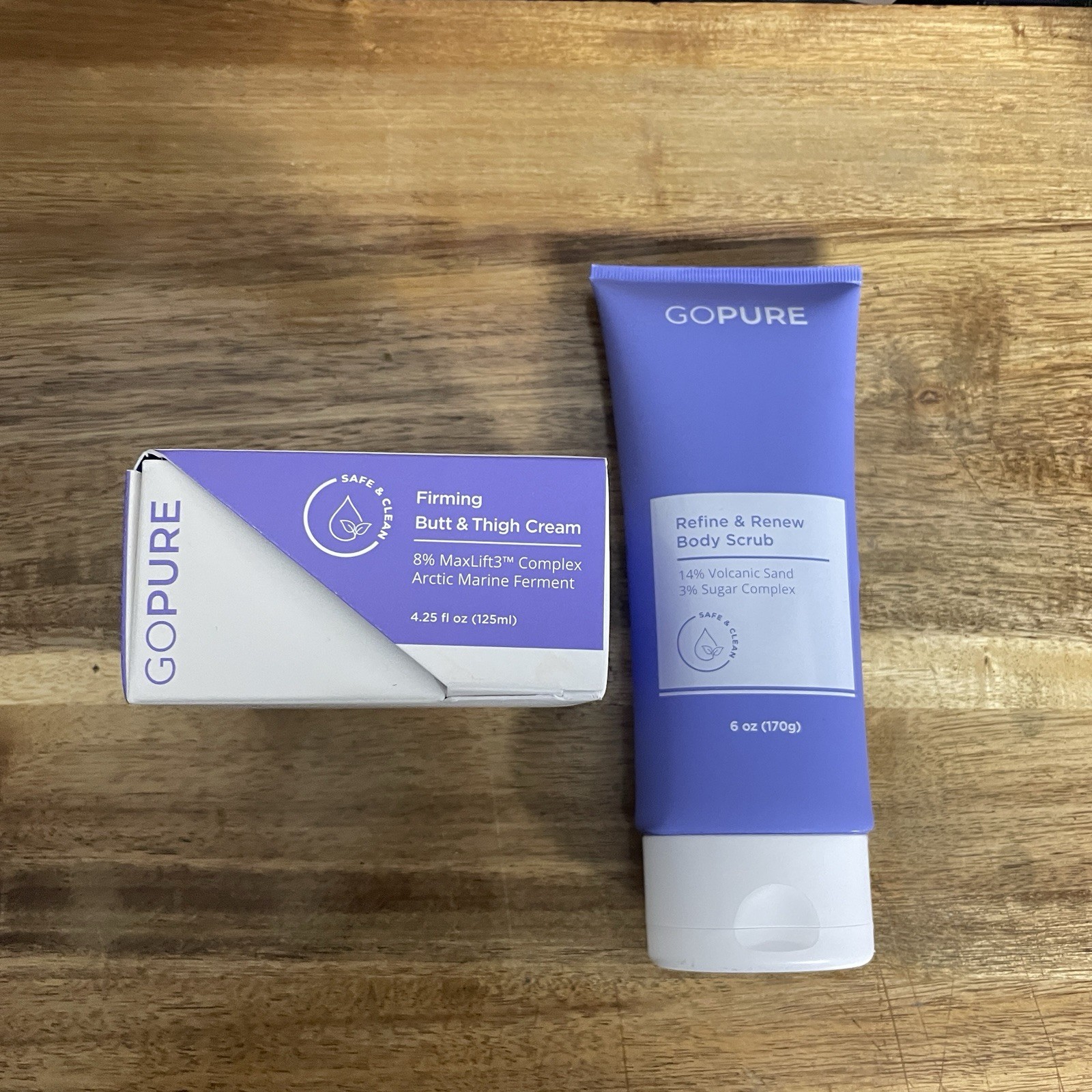 GoPure Firming Butt & Thigh Cream 4.25 fl oz + Refine & Renew Body Scrub 6 oz