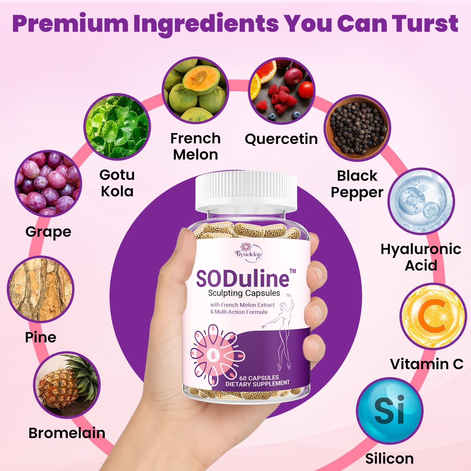 Anti Cellulite Supplement, SODuline™ Sculpting Capsules with French Melon SOD…
