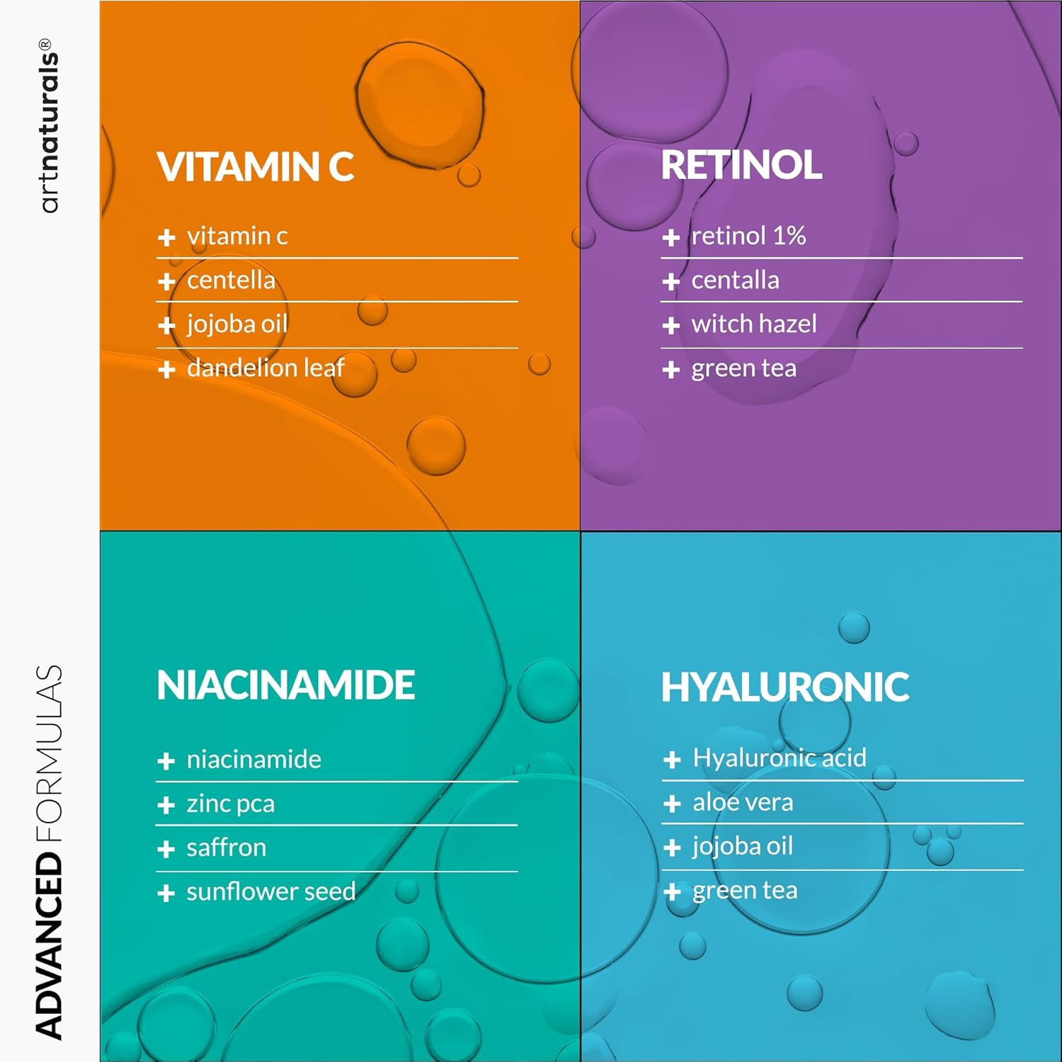 Vitamin C Serum 4Pc Set Retinol Hyaluronic Acid Niacinamide Face Care 3M