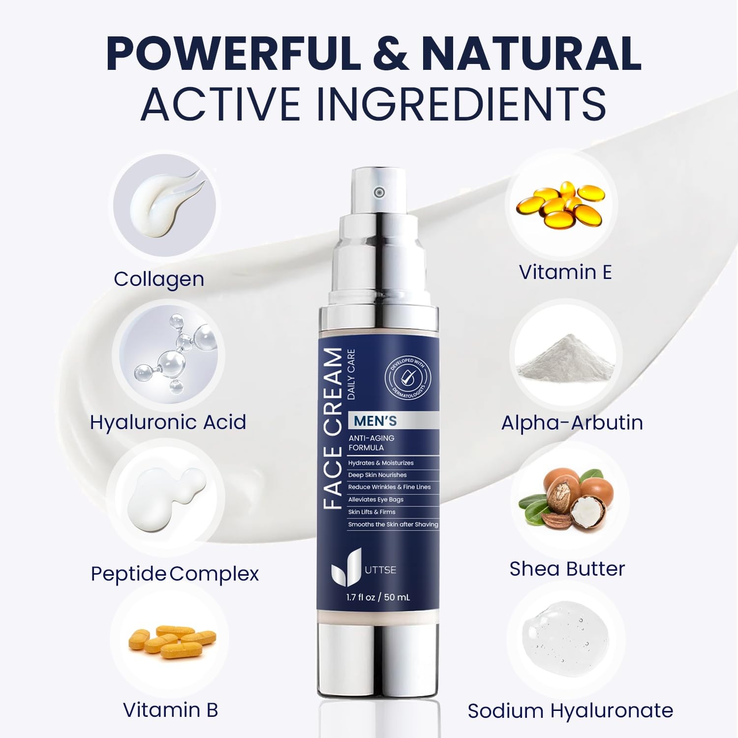 Uttse 6-in-1 Mens Face Moisturizer: Face Cream for Men – Reduce the Look of E…