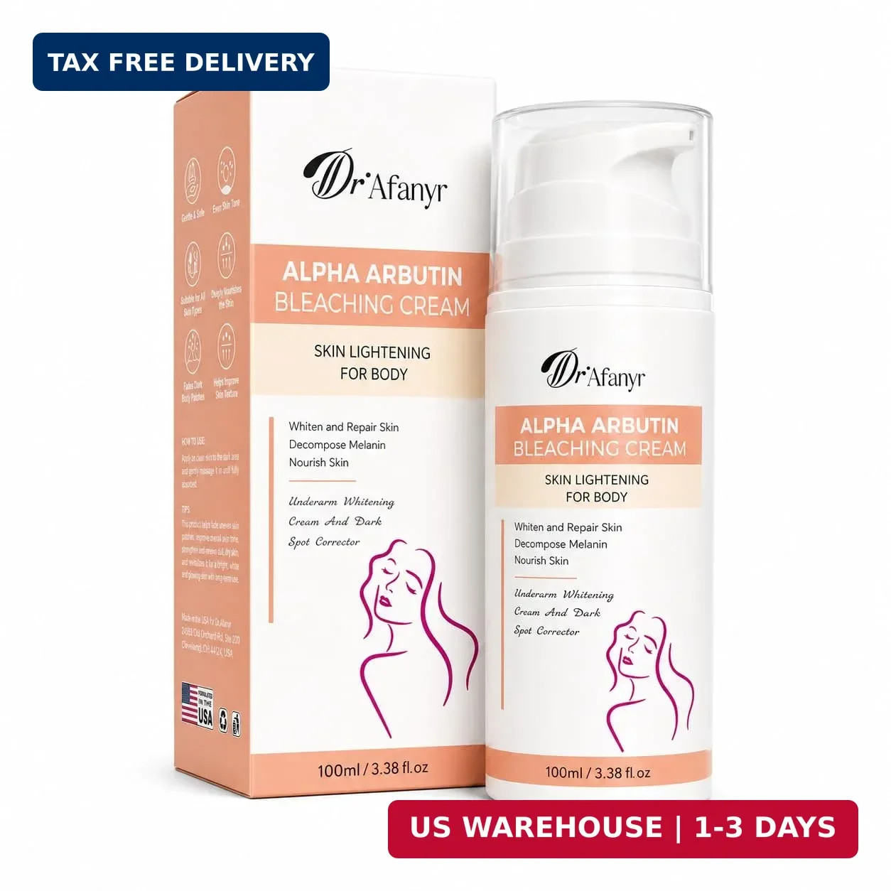 Alpha Arbutin Brightening Cream for Face & Body, Moisturizing Cream for Uneven S