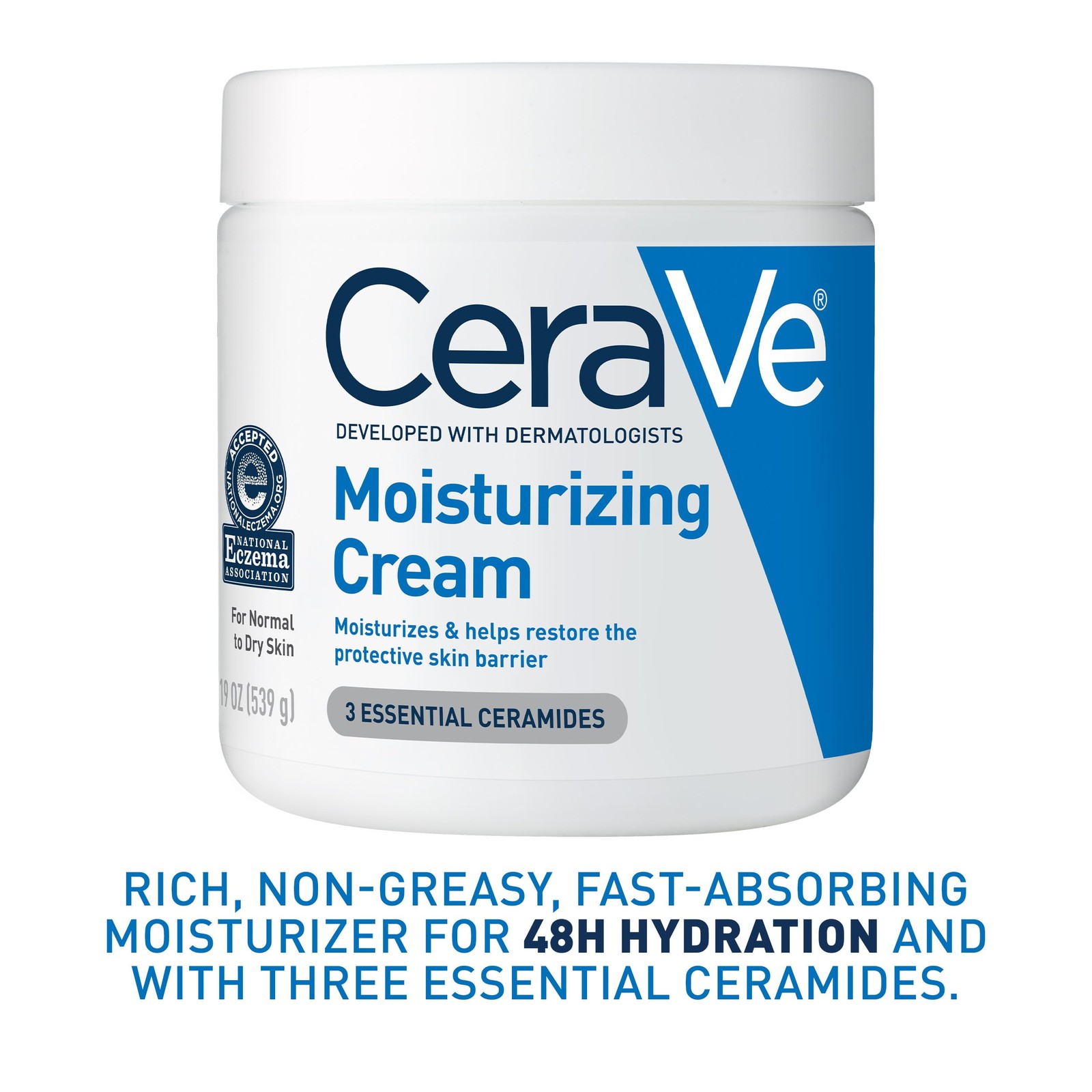 Moisturizing Cream Body Face Dry Hyaluronic Acid Ceramides Fragrance Free 19oz