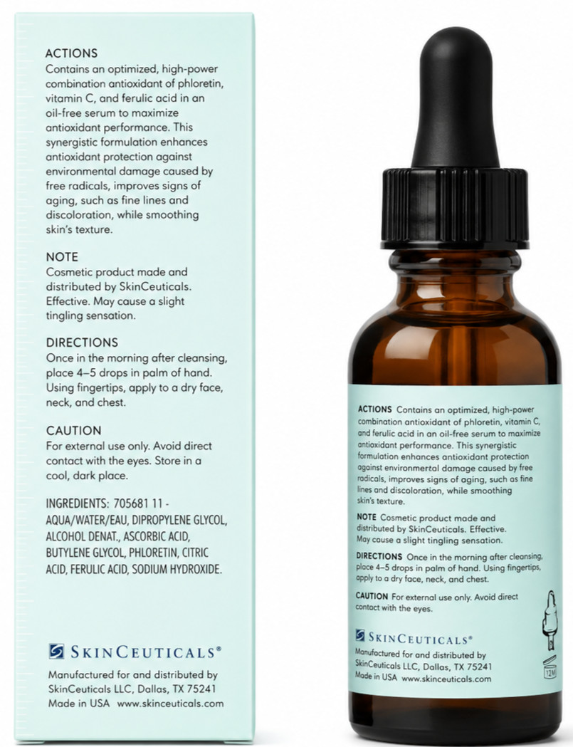 SkinCeuticals Phloretin CF Antioxidant Serum 30ml 1oz Vitamin C Ferulic Acid