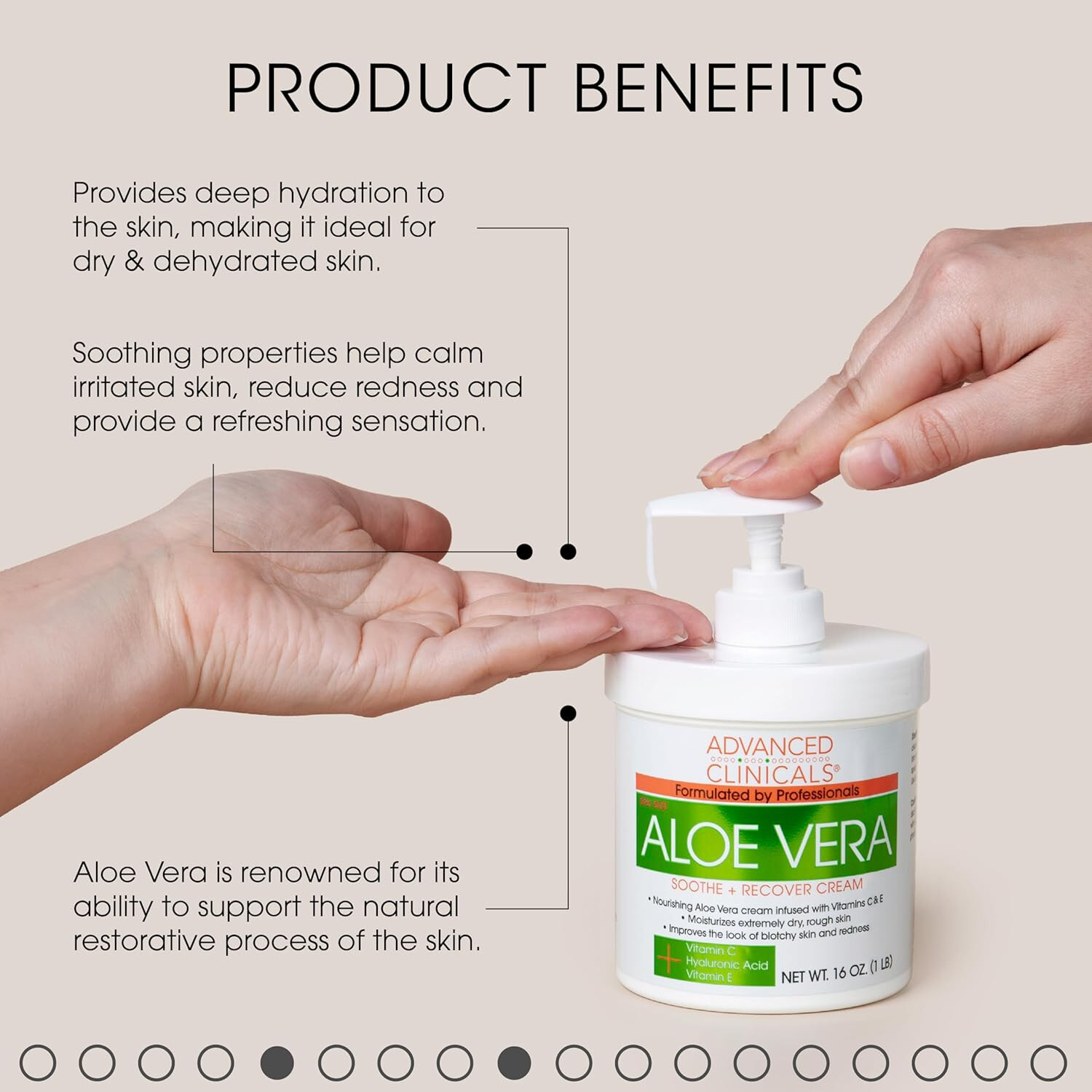 La mejor crema de aloe vera para el rostro elimina arrugas y manchas, 1 Libra