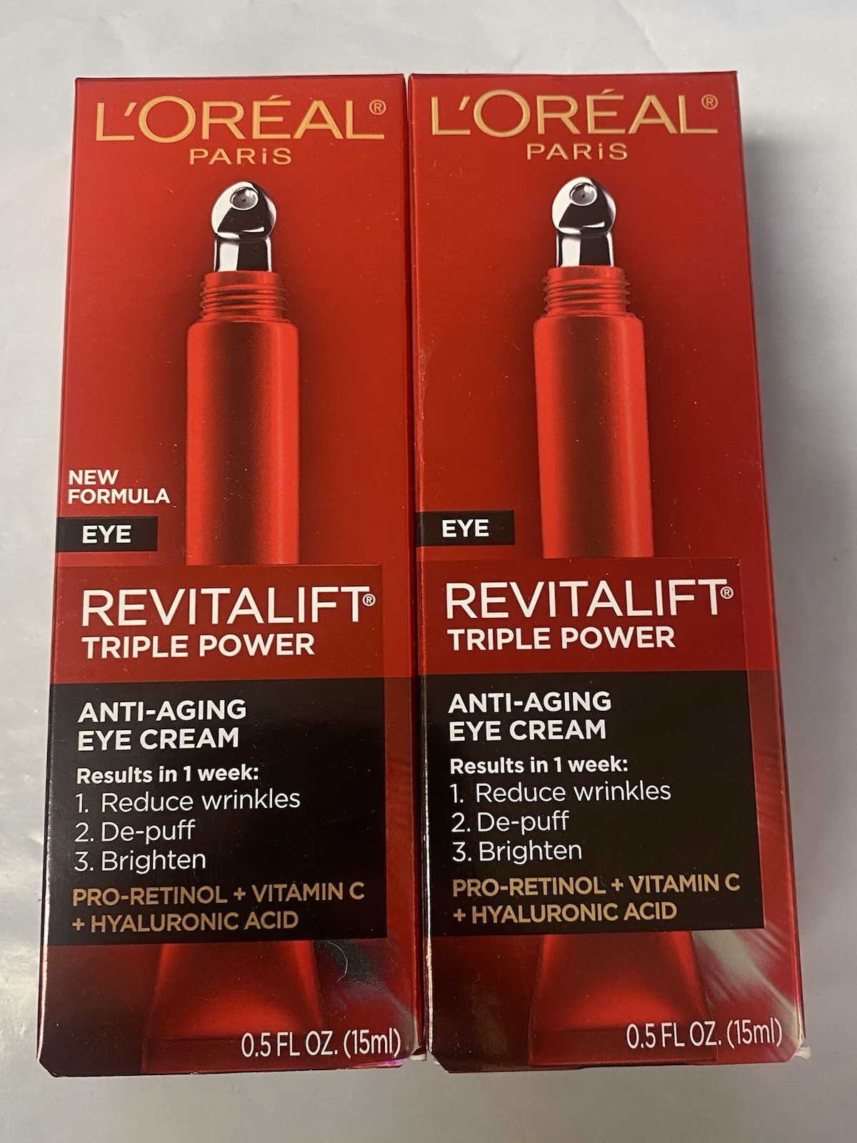 LOT-2 L’Oreal Revitalift Eye -Cream Anti-Aging Triple Power 0.5oz each
