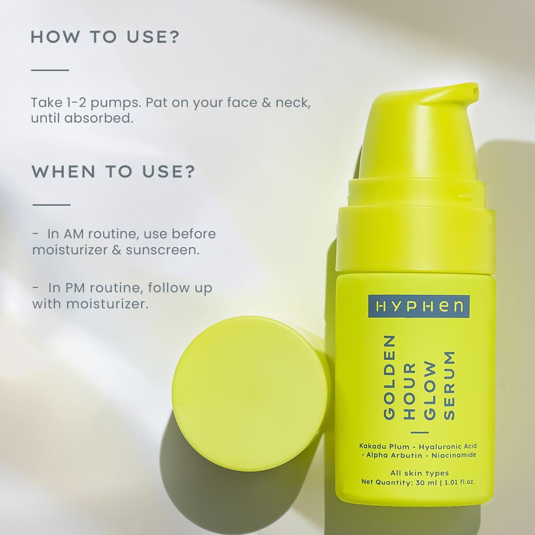 Hyphen Golden Hour Glow Face Serum With Niacinamide, For Men & Women, 30ml