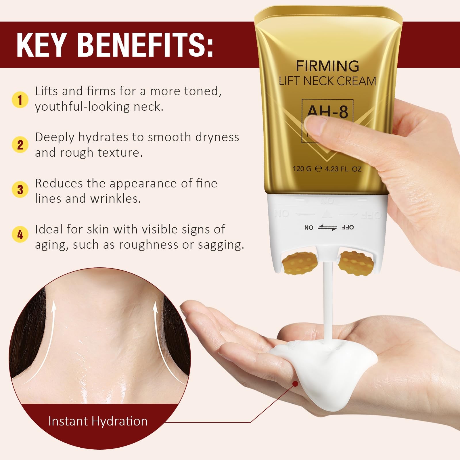 WLCTJIAYOU AH-8 Firming Neck Cream with Roller – 4.23 Fl Oz (Pack of 1)