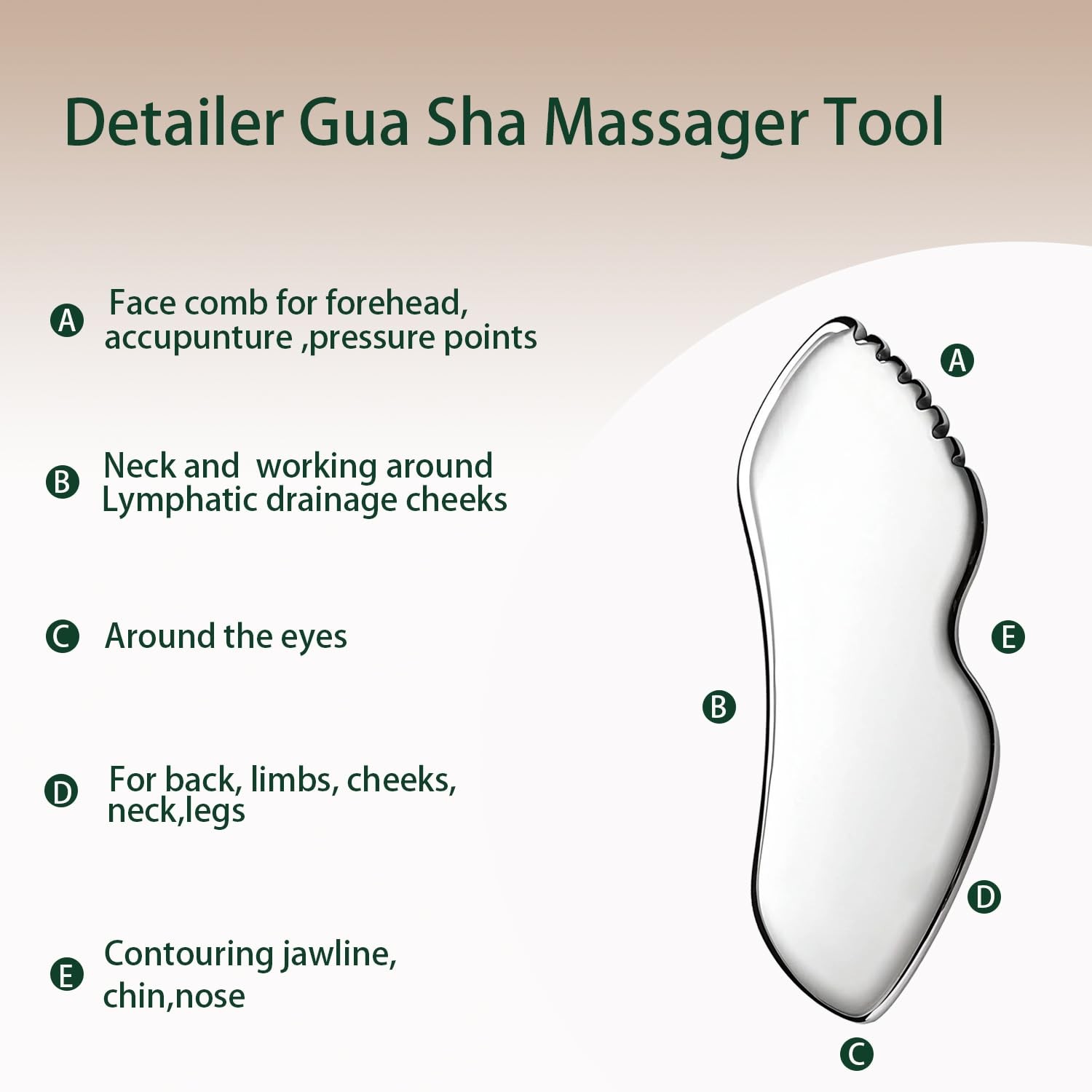 2Pcs gua sha facial tools stainless steel guasha set for face metal boby lymp…