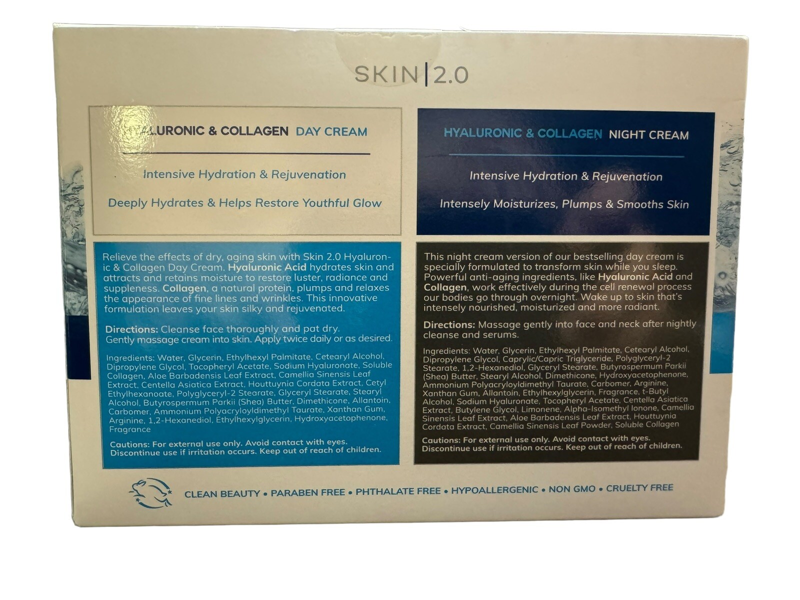 SKIN 2.0 HYALURONIC & COLLAGEN DAY & NIGHT HYDRATING CREAM FAST SHIPPING
