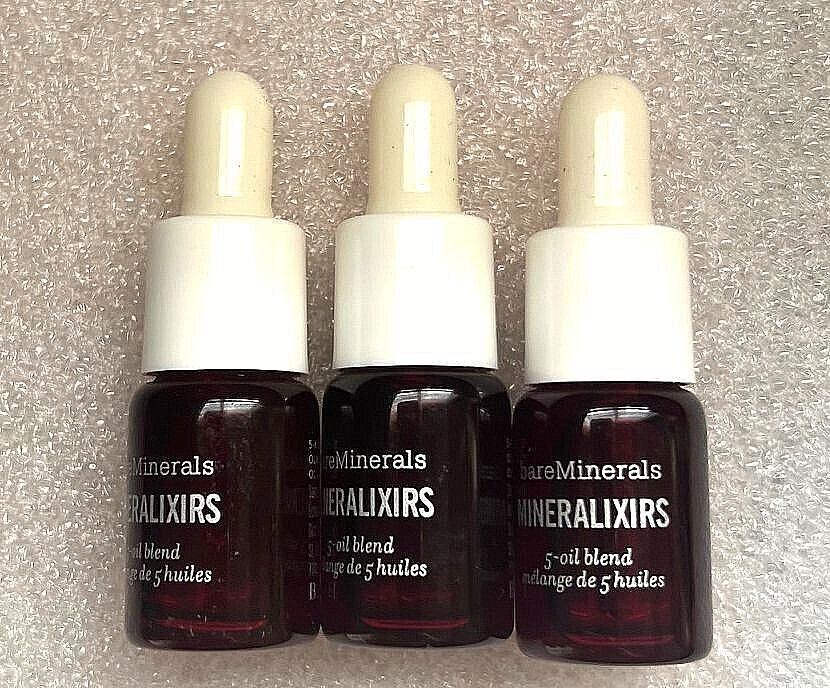3 x bareMinerals Mineralixirs 5-Oil Blend, Beauty Oil for Face, .10 fl oz / 3 mL
